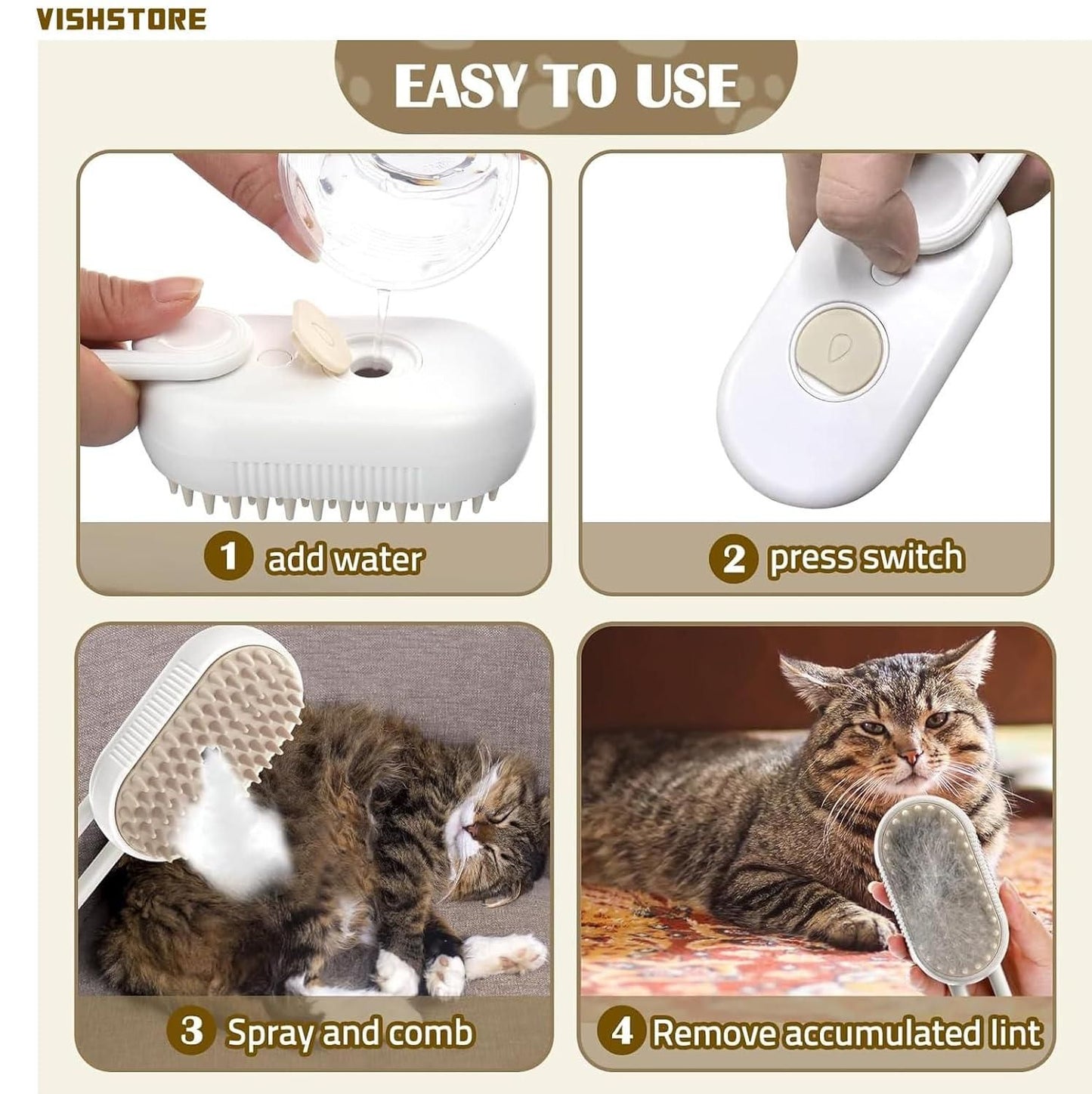 Steam Brush for Dog/Cat - ᴘᴜɴᴊᴀʙ ꜰᴜꜱɪᴏɴ