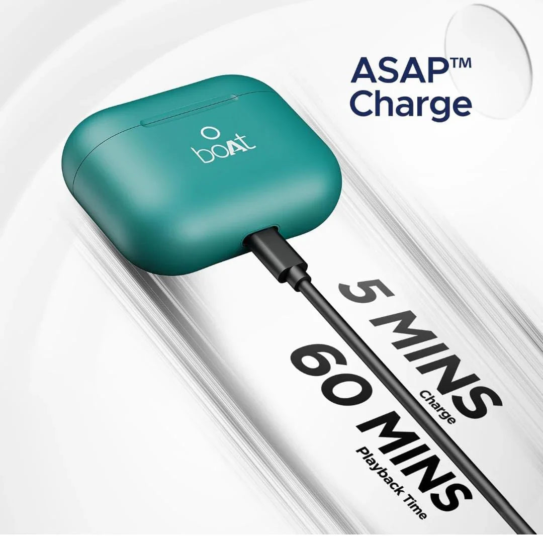 boAt Airdopes Joy, 35Hrs Battery, Fast Charge, IWP Tech, Low Latency, 2Mic ENx, Type-C Port, v5.3 Bluetooth Earbuds, TWS Ear Buds Wireless Earphones with mic(Dark Cyan) - ᴘᴜɴᴊᴀʙ ꜰᴜꜱɪᴏɴ