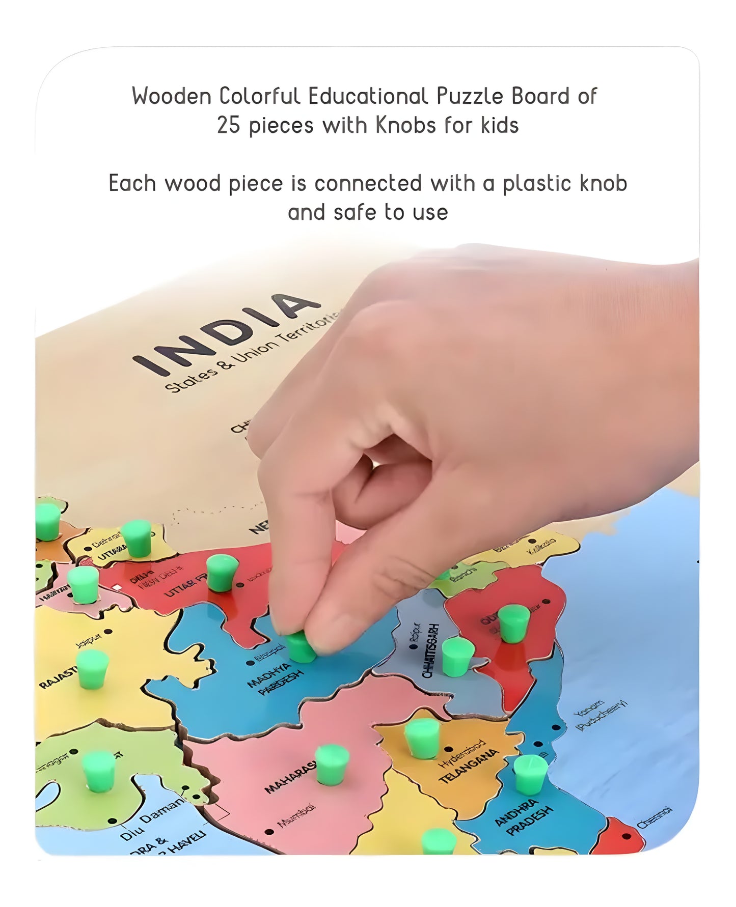 India Map Puzzle With Picture Wooden - ᴘᴜɴᴊᴀʙ ꜰᴜꜱɪᴏɴ