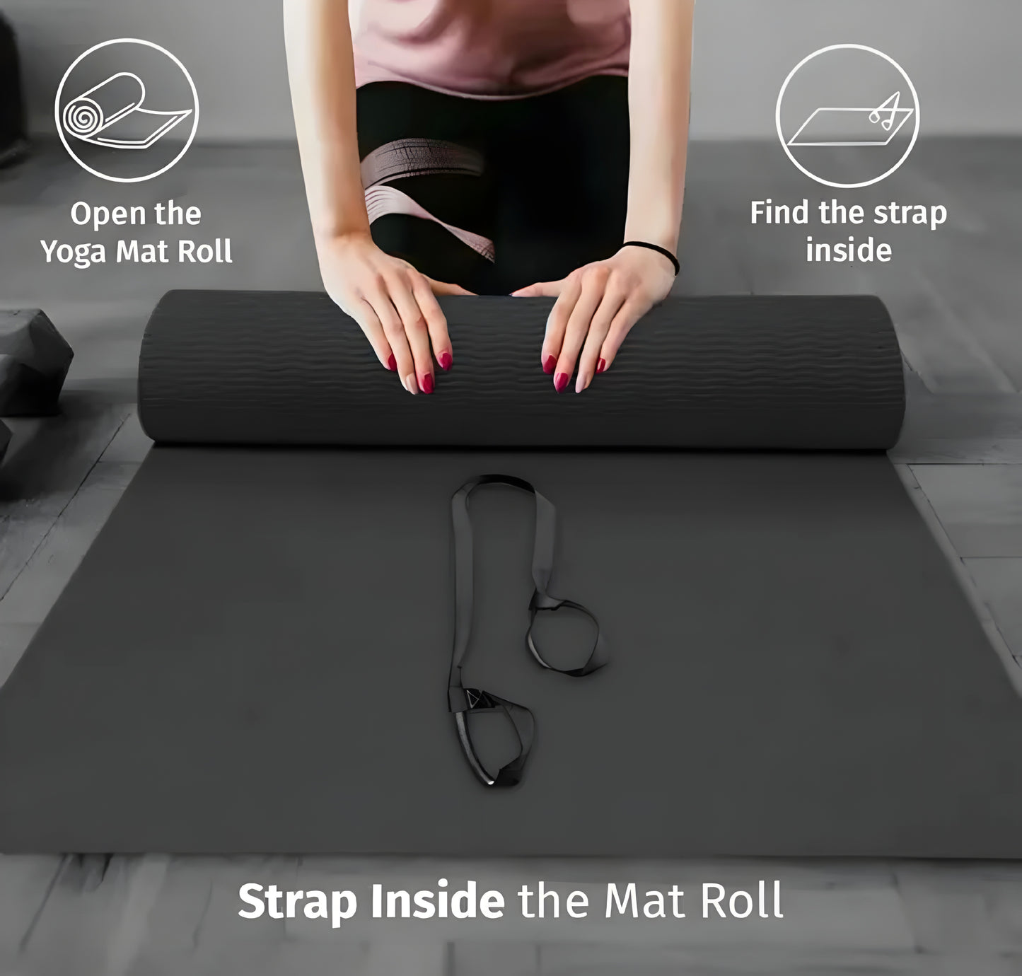 4mm Yoga Mat with strap High, Anti-Slip Yoga mat for Gym Workout and Flooring Exercise Long (4 MM, BLACK) - ᴘᴜɴᴊᴀʙ ꜰᴜꜱɪᴏɴ