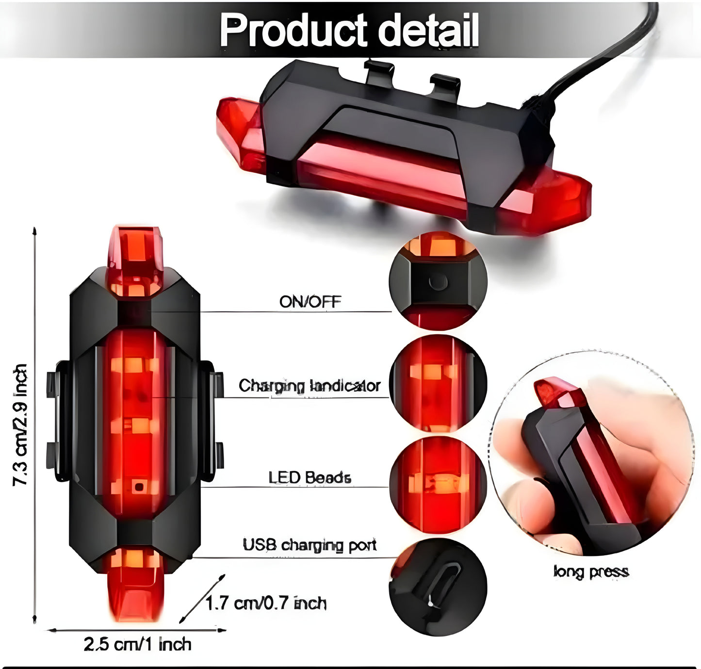 BLACKBELL Combo of Front Cycle
Light Back Tail Light And Tyre Valve Light (Pack of 1 Front Light, 1 Rear Light, 2 Valve Lights) - ᴘᴜɴᴊᴀʙ ꜰᴜꜱɪᴏɴ