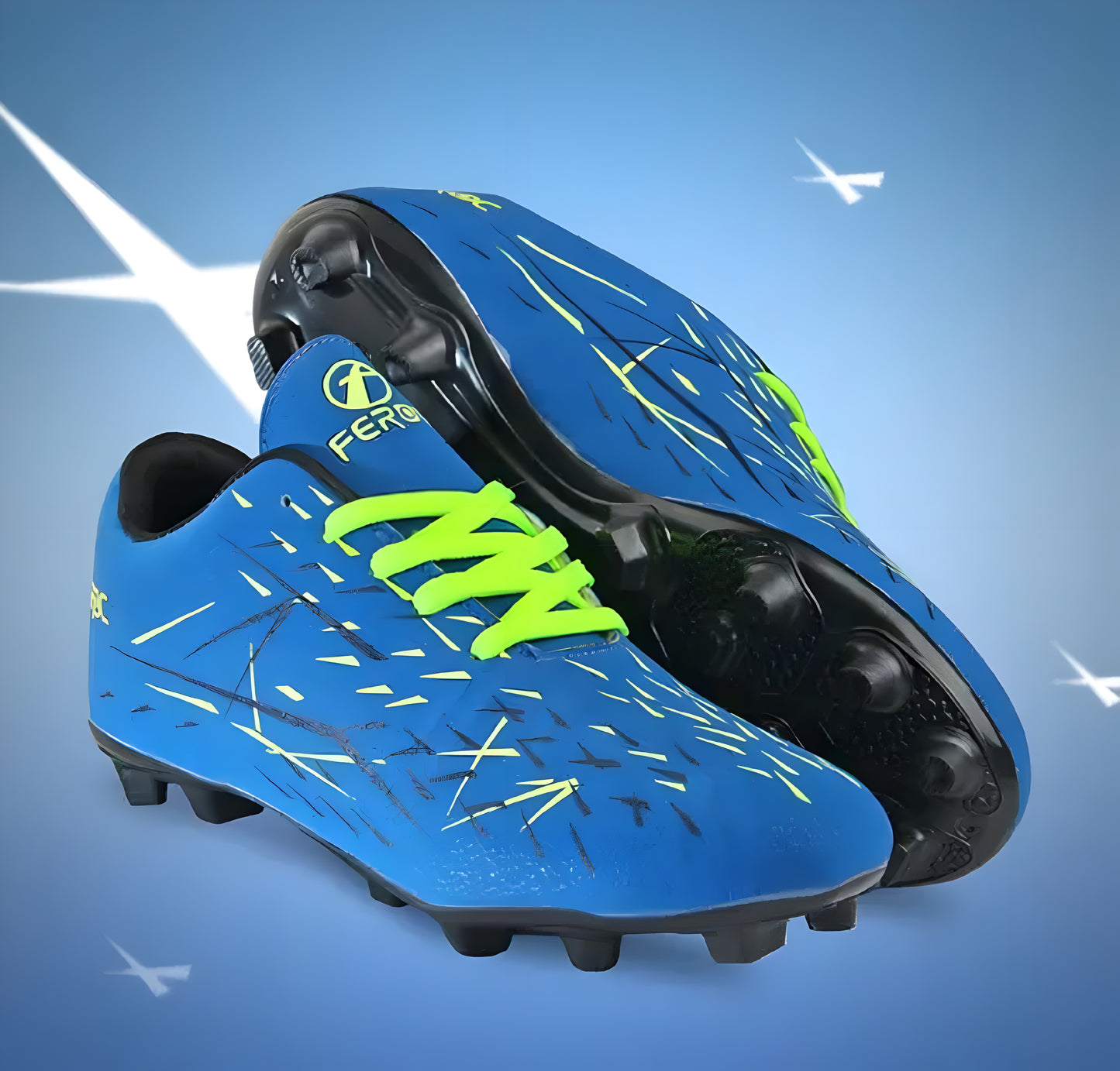 FEROC Wild FIRE Football Shoes BLUE GREEN for Men Boys Unisex kids - ᴘᴜɴᴊᴀʙ ꜰᴜꜱɪᴏɴ
