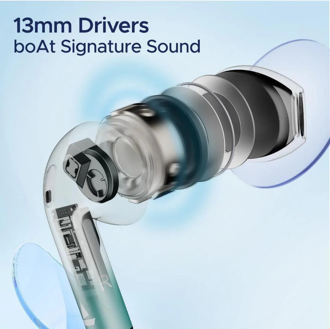 boAt Airdopes Joy, 35Hrs Battery, Fast Charge, IWP Tech, Low Latency, 2Mic ENx, Type-C Port, v5.3 Bluetooth Earbuds, TWS Ear Buds Wireless Earphones with mic(Dark Cyan) - ᴘᴜɴᴊᴀʙ ꜰᴜꜱɪᴏɴ