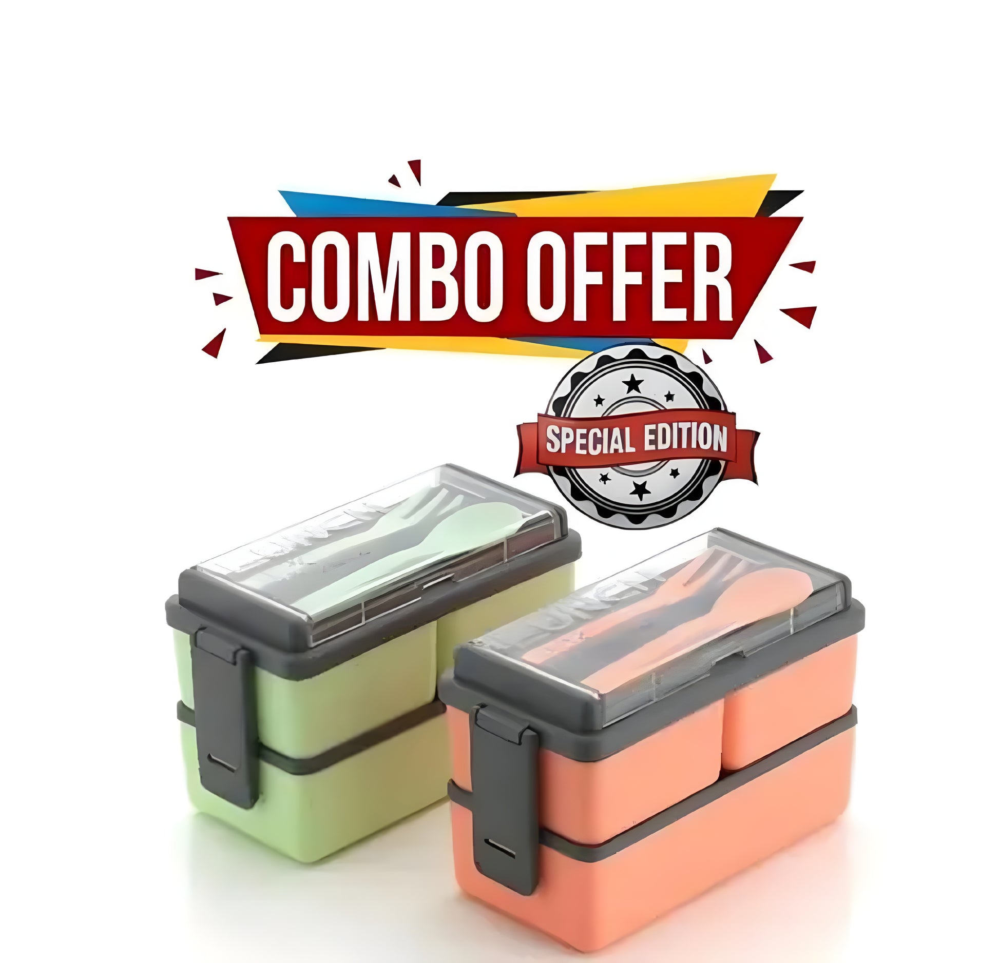 Plizzo Kitchenware Plastic Combo
3 Compartment Lunch Box Tiffin for School and Office 3 Containers Lunch Box (pack of 2) - ᴘᴜɴᴊᴀʙ ꜰᴜꜱɪᴏɴ