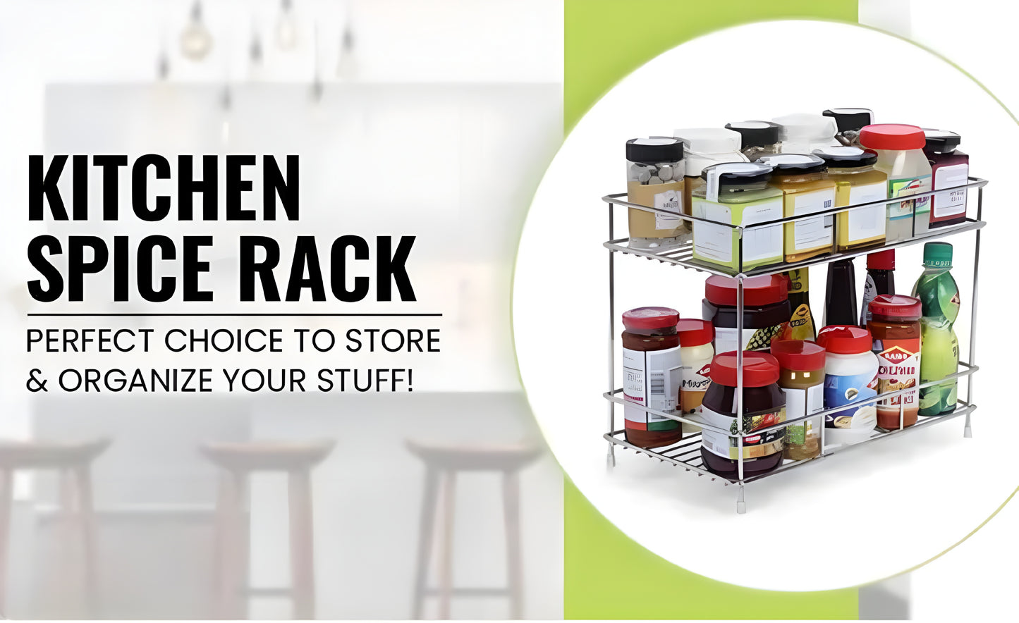 Big Size Stainless Steel 2 Layer Kitchen Spice Rack. - ᴘᴜɴᴊᴀʙ ꜰᴜꜱɪᴏɴ