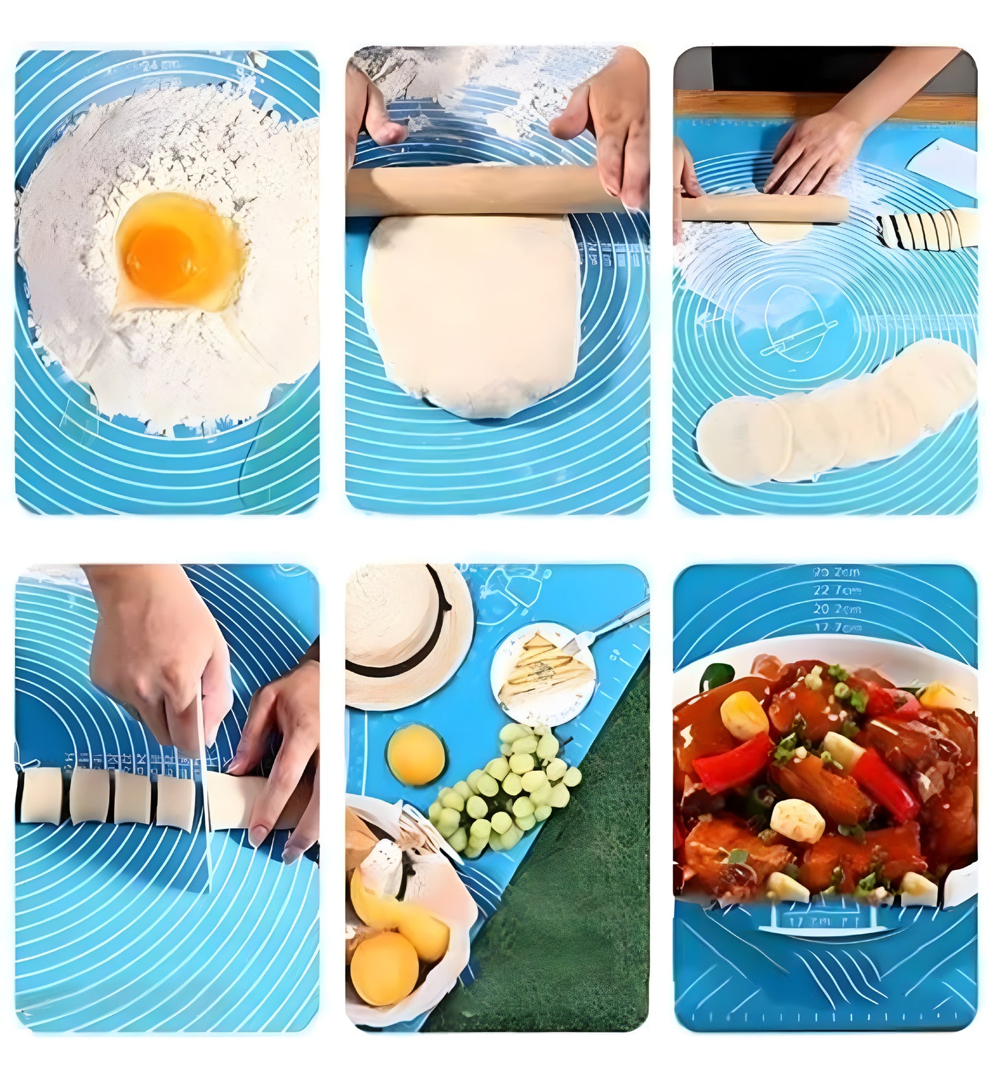 Non Slip Extra Large Silicone. Roti, Pastry Mat for Rolling Dough Pastry Baking Mat with Measurements (Blue) - ᴘᴜɴᴊᴀʙ ꜰᴜꜱɪᴏɴ