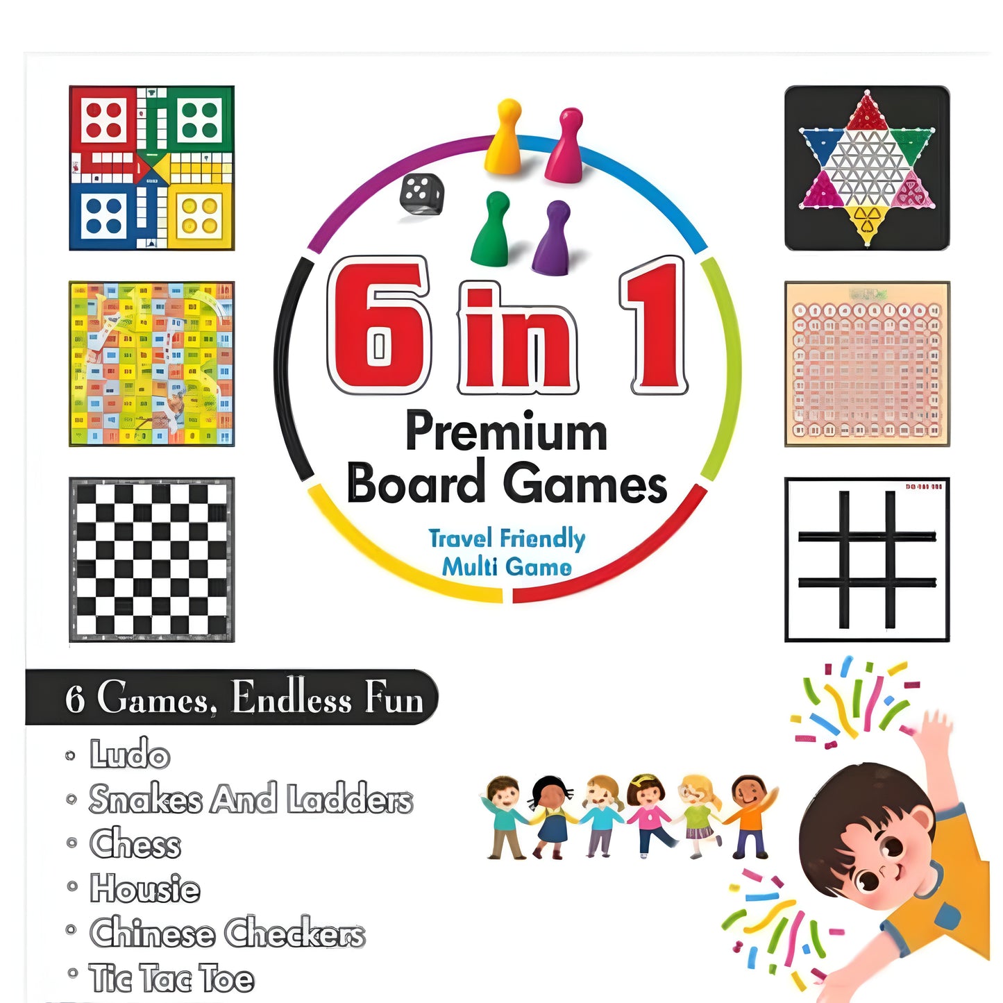 Apex Combo 6 in 1 Premium Board game Housie, chess, Ludo, Snakes and ladders, Tic Toe, Chinese checkers for kids and adults | Family games | Birthday gift - ᴘᴜɴᴊᴀʙ ꜰᴜꜱɪᴏɴ