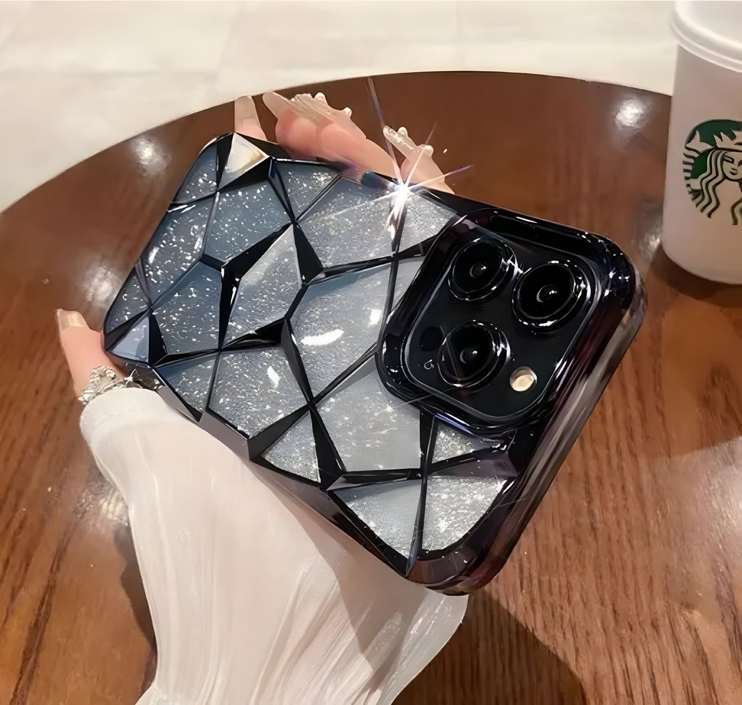3D ElectroPlated Gradient Glitter Case for iPhone 12 Pro -Black - ᴘᴜɴᴊᴀʙ ꜰᴜꜱɪᴏɴ