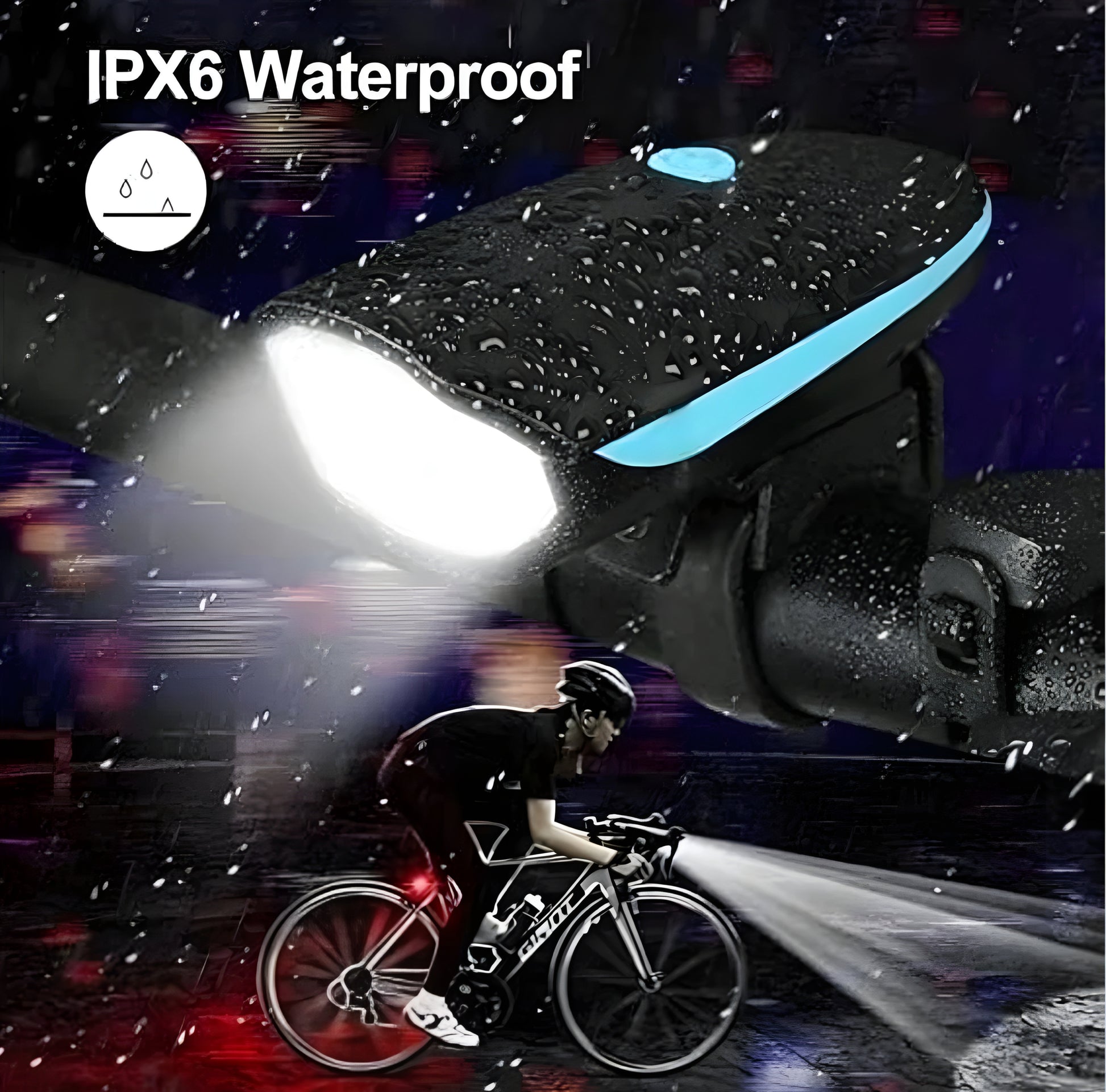 BLACKBELL 2-in-1 USB Rechargeable Bicycle/Bike Horn LED Front Light (3 modes) (Black, Blue) - ᴘᴜɴᴊᴀʙ ꜰᴜꜱɪᴏɴ