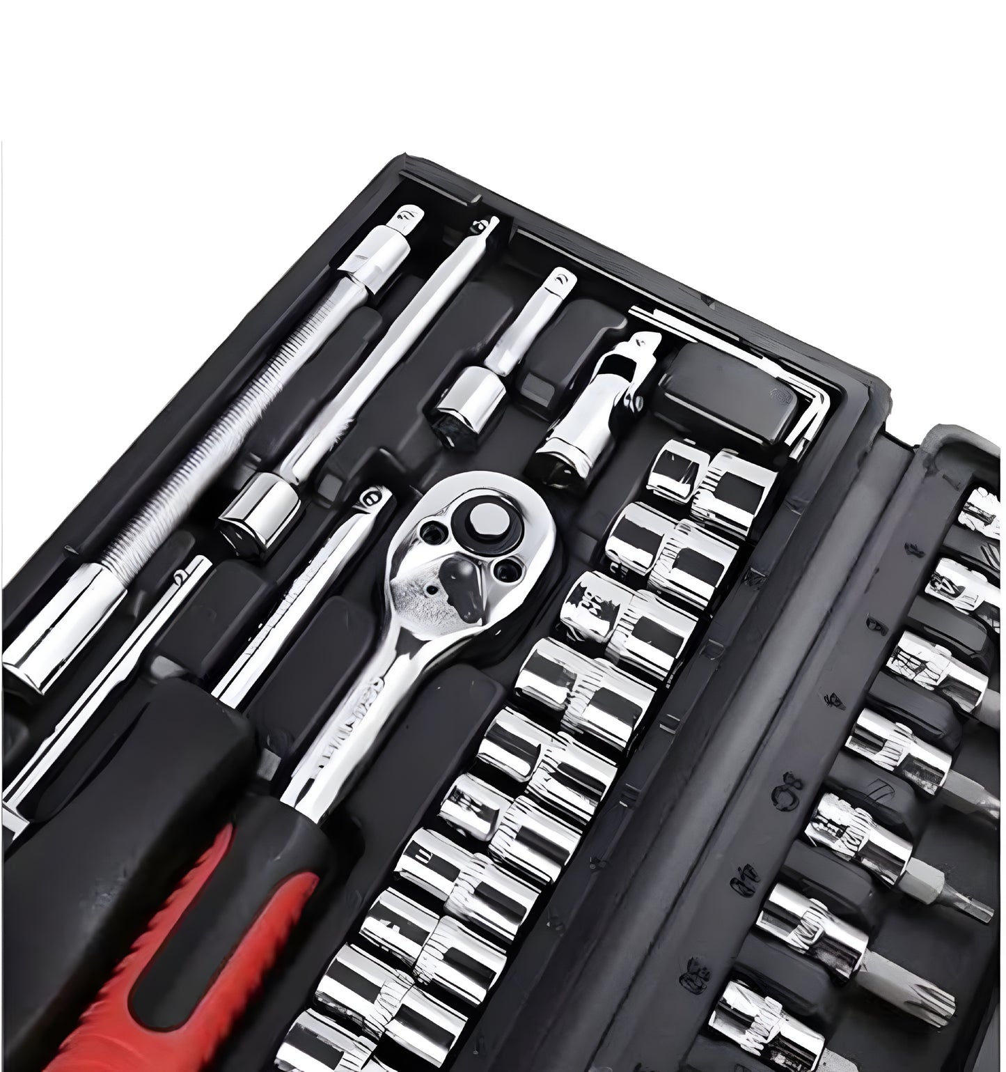 Tool Kit 46 Pieces Drive Socket Set Auto Repair Hand Tool Ratchet Wrench Set, Tools Kit for Automotive Repair, Household, Car & Bicycle Repairs Metric screwdriver Set with Storage Case - ᴘᴜɴᴊᴀʙ ꜰᴜꜱɪᴏɴ