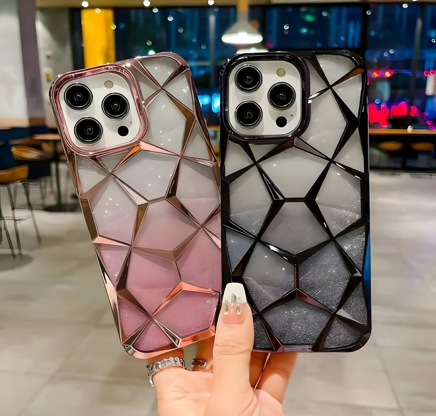 3D ElectroPlated Gradient Glitter Case for iPhone 12 Pro -Black - ᴘᴜɴᴊᴀʙ ꜰᴜꜱɪᴏɴ