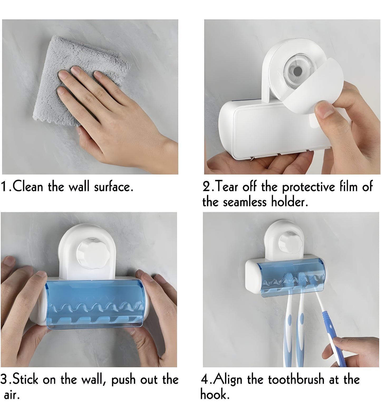 Wall Mounted 5 Toothbrush Holder Storage with Dust Proof Cover pack of 1 white, blue - ᴘᴜɴᴊᴀʙ ꜰᴜꜱɪᴏɴ