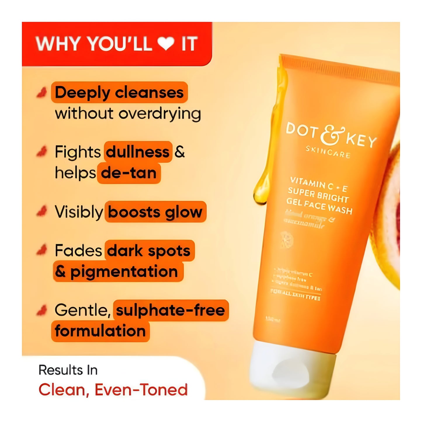 Dot & key Dot and Key Vit C + E Gel Facewash - ᴘᴜɴᴊᴀʙ ꜰᴜꜱɪᴏɴ