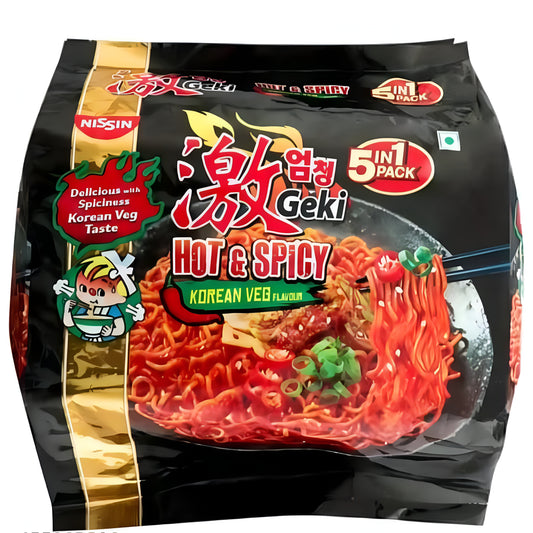 Nissin Geki Hot & Spicy Korean Veg Flavoured Instant Noodles - ᴘᴜɴᴊᴀʙ ꜰᴜꜱɪᴏɴ