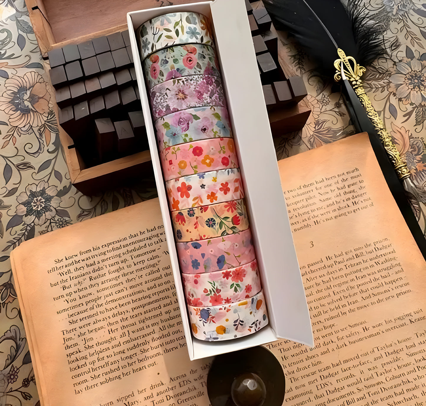 10 Rolls Washi Tape Set, Star and Floral Design Masking Tape 15mm Wide, Nostalgic Style Decor Colorful Tapes for DIY Craft, Bullet Journal, Planners, Scrapbooking - ᴘᴜɴᴊᴀʙ ꜰᴜꜱɪᴏɴ