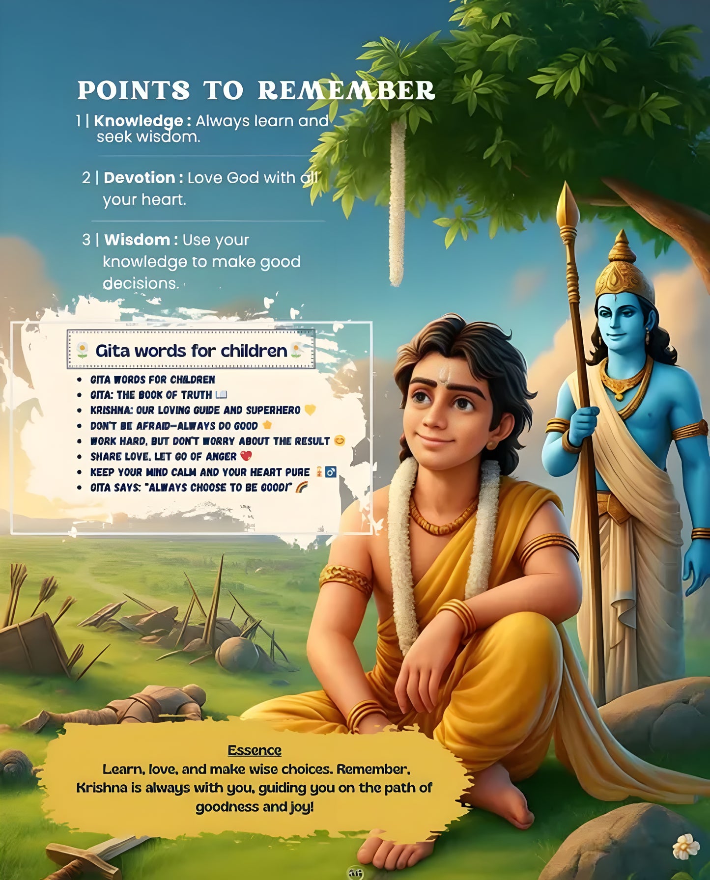 Illustrated Bhagvad Gita for Kids - 94 Colorful Pages Printed on Thick 100 GSM Paper | Krishna's Spiritual Lessons, Fun Rhymes & Moral Stories for Children 3 Years and Above - ᴘᴜɴᴊᴀʙ ꜰᴜꜱɪᴏɴ
