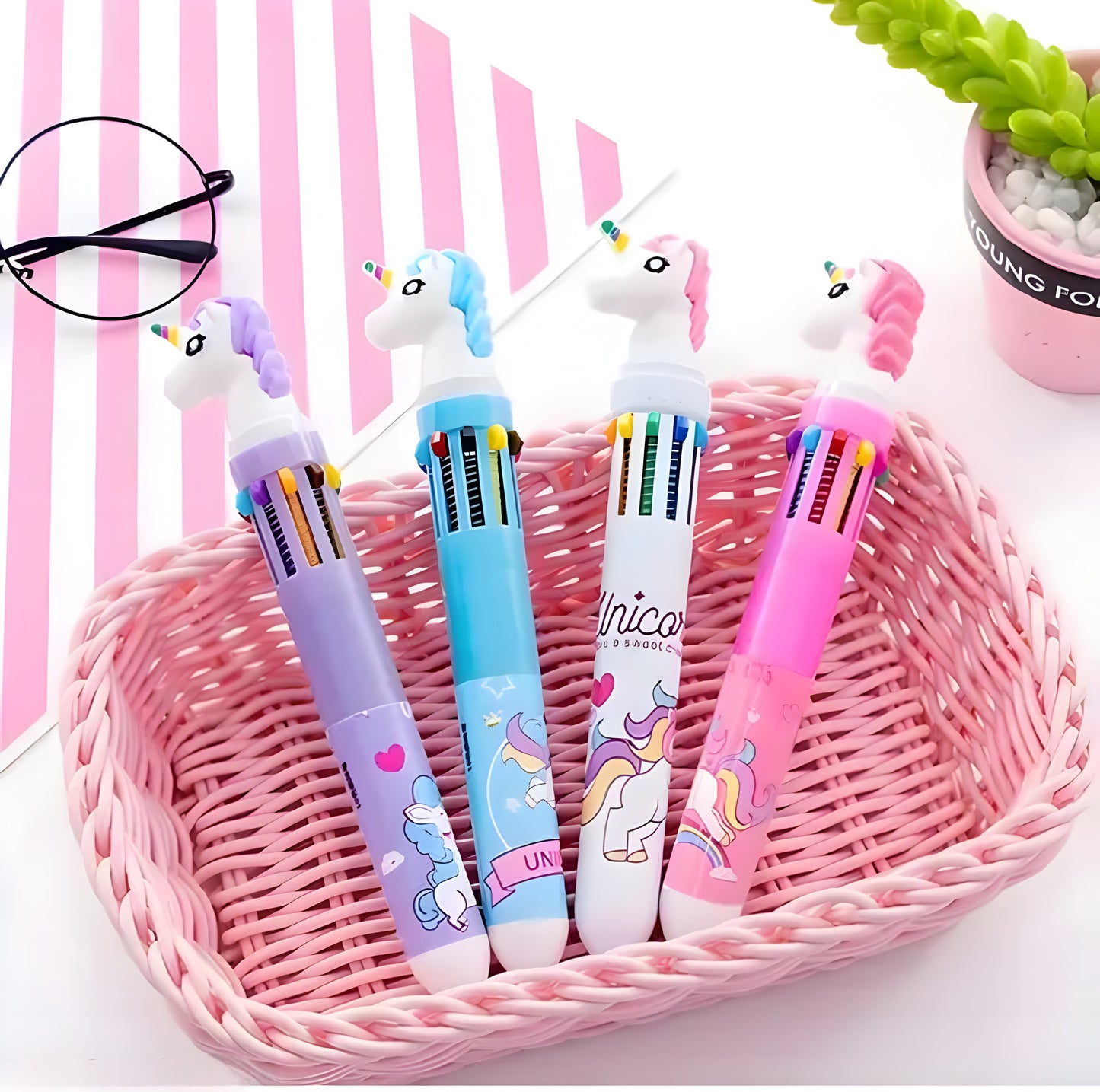 10 In 1 Unicorn Ball Pen I Ballpoint I Ball Pen | Gel Pen I Pen I Writing Tool (Pack Of 4 Random Color) - ᴘᴜɴᴊᴀʙ ꜰᴜꜱɪᴏɴ