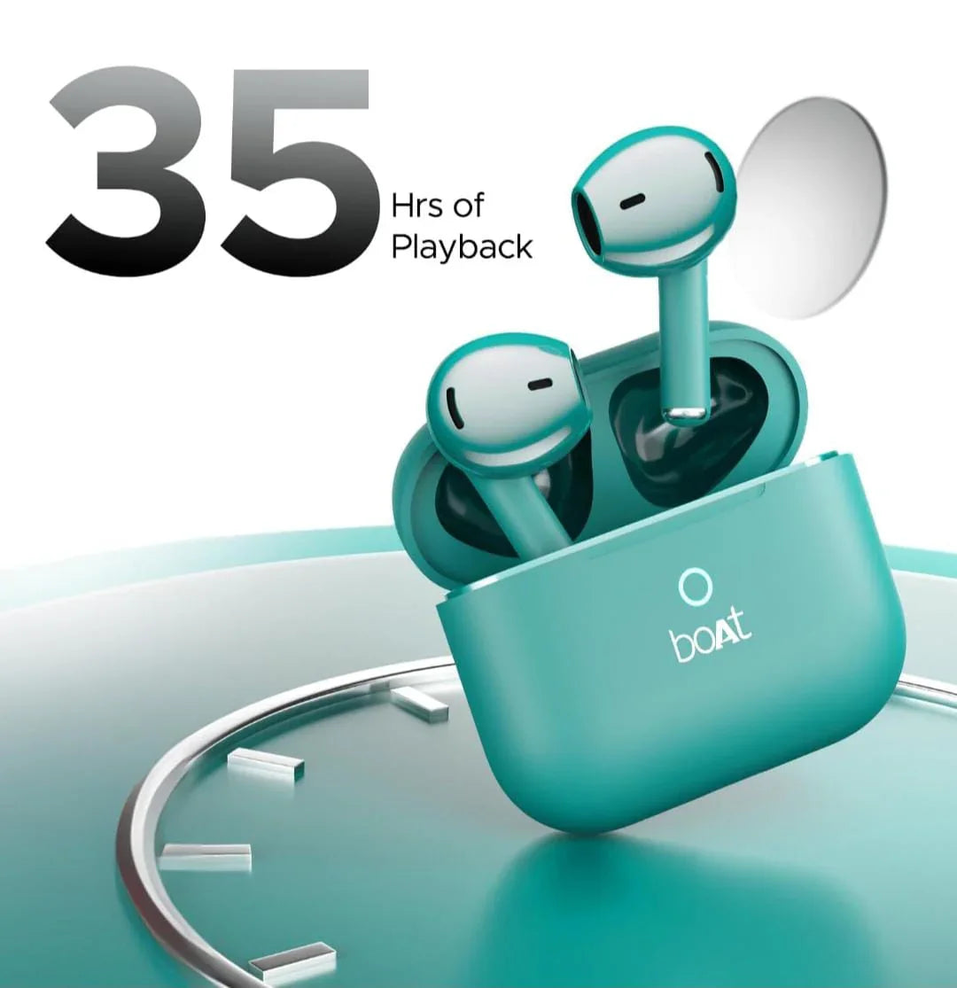boAt Airdopes Joy, 35Hrs Battery, Fast Charge, IWP Tech, Low Latency, 2Mic ENx, Type-C Port, v5.3 Bluetooth Earbuds, TWS Ear Buds Wireless Earphones with mic(Dark Cyan) - ᴘᴜɴᴊᴀʙ ꜰᴜꜱɪᴏɴ