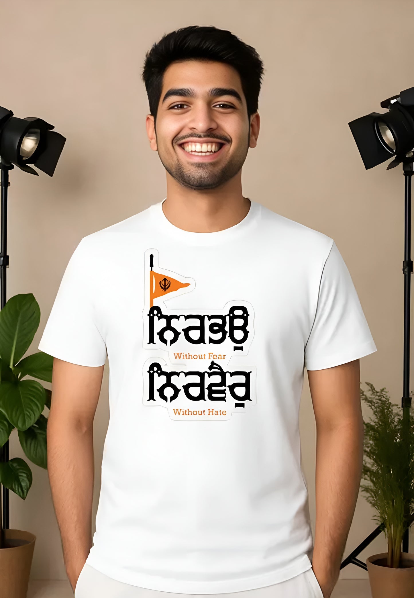 ਨਿਰਭਉ ਨਿਰਵੈਰ (ਬਿਨਾਂ ਡਰ, ਬਿਨਾਂ ਵੈਰ) ਟੀ-ਸ਼ਰਟ - ᴘᴜɴᴊᴀʙ ꜰᴜꜱɪᴏɴ