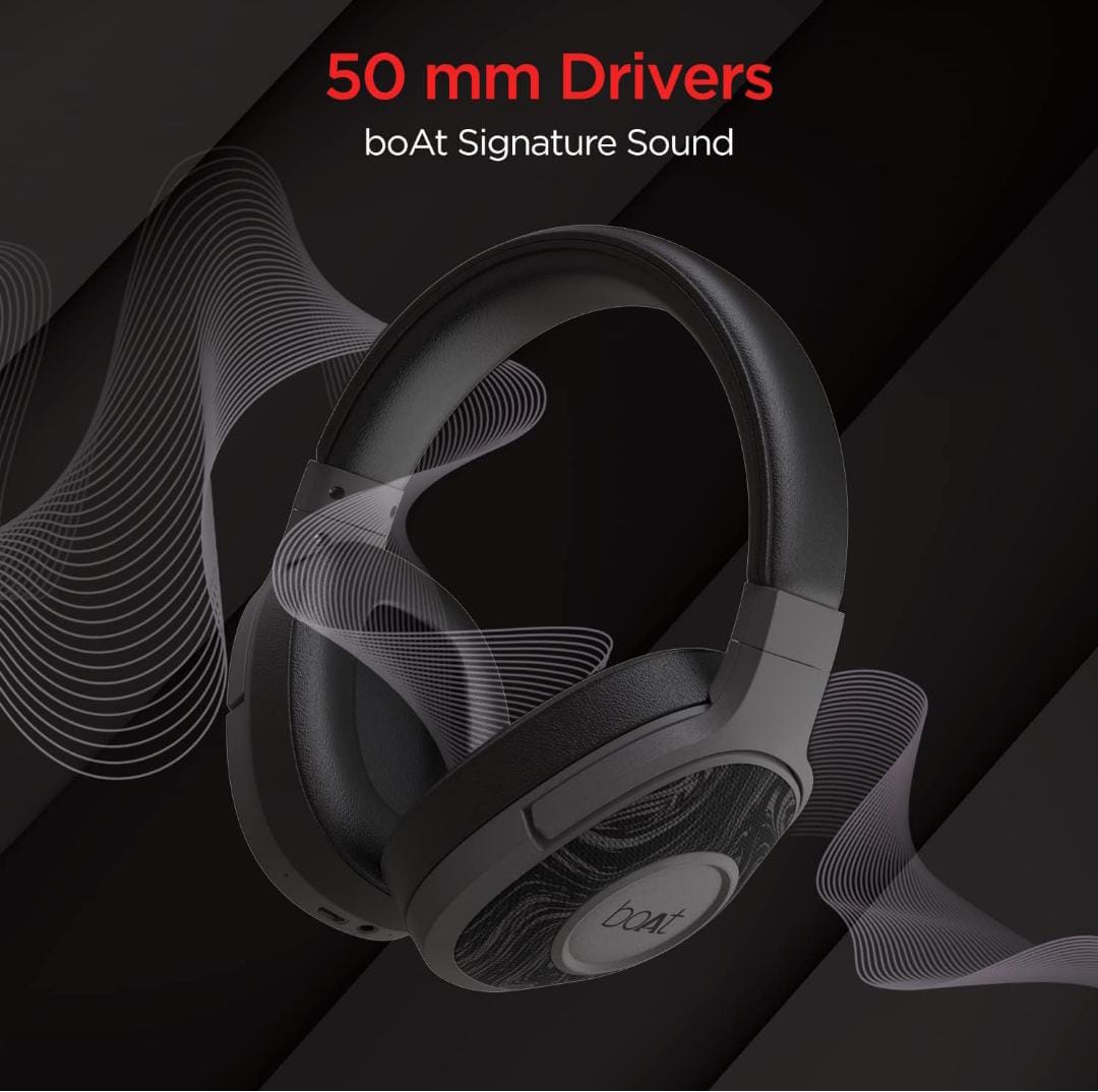 boAt Rockerz 550/Rockerz 558 Over Ear Bluetooth Headphones with Upto 20 Hours Playback, 50MM Drivers, Soft Padded Ear Cushions and Physical Noise Isolation(Black) - ᴘᴜɴᴊᴀʙ ꜰᴜꜱɪᴏɴ