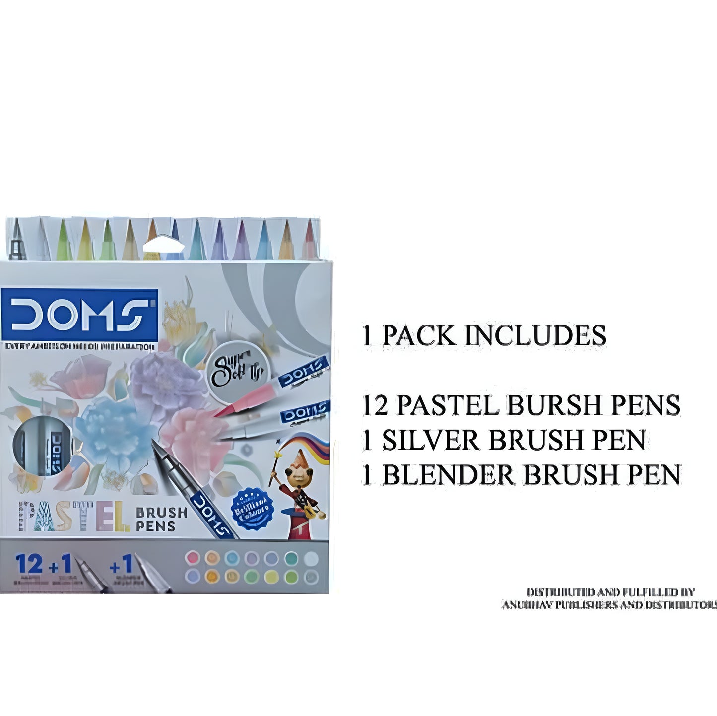DOMS Pastel Brush Pens- 13 Shade Brush Pens With 1 Blender Brush Pen(Set of 1) - ᴘᴜɴᴊᴀʙ ꜰᴜꜱɪᴏɴ