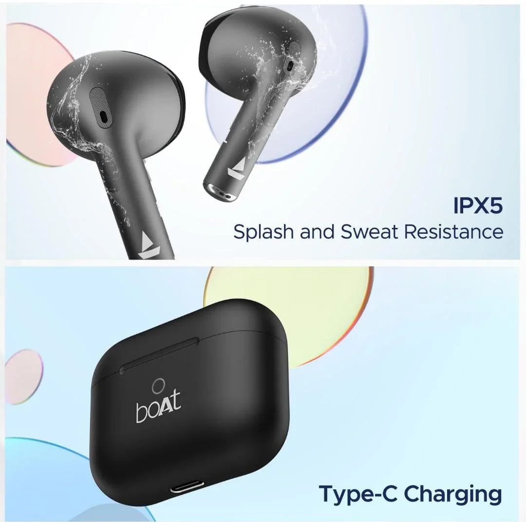 boAt Airdopes Joy, 35Hrs Battery, Fast Charge, IWP Tech, Low Latency, 2Mic ENx, Type-C Port, v5.3 Bluetooth Earbuds, TWS Ear Buds Wireless Earphones with mic(Jet Black) - ᴘᴜɴᴊᴀʙ ꜰᴜꜱɪᴏɴ