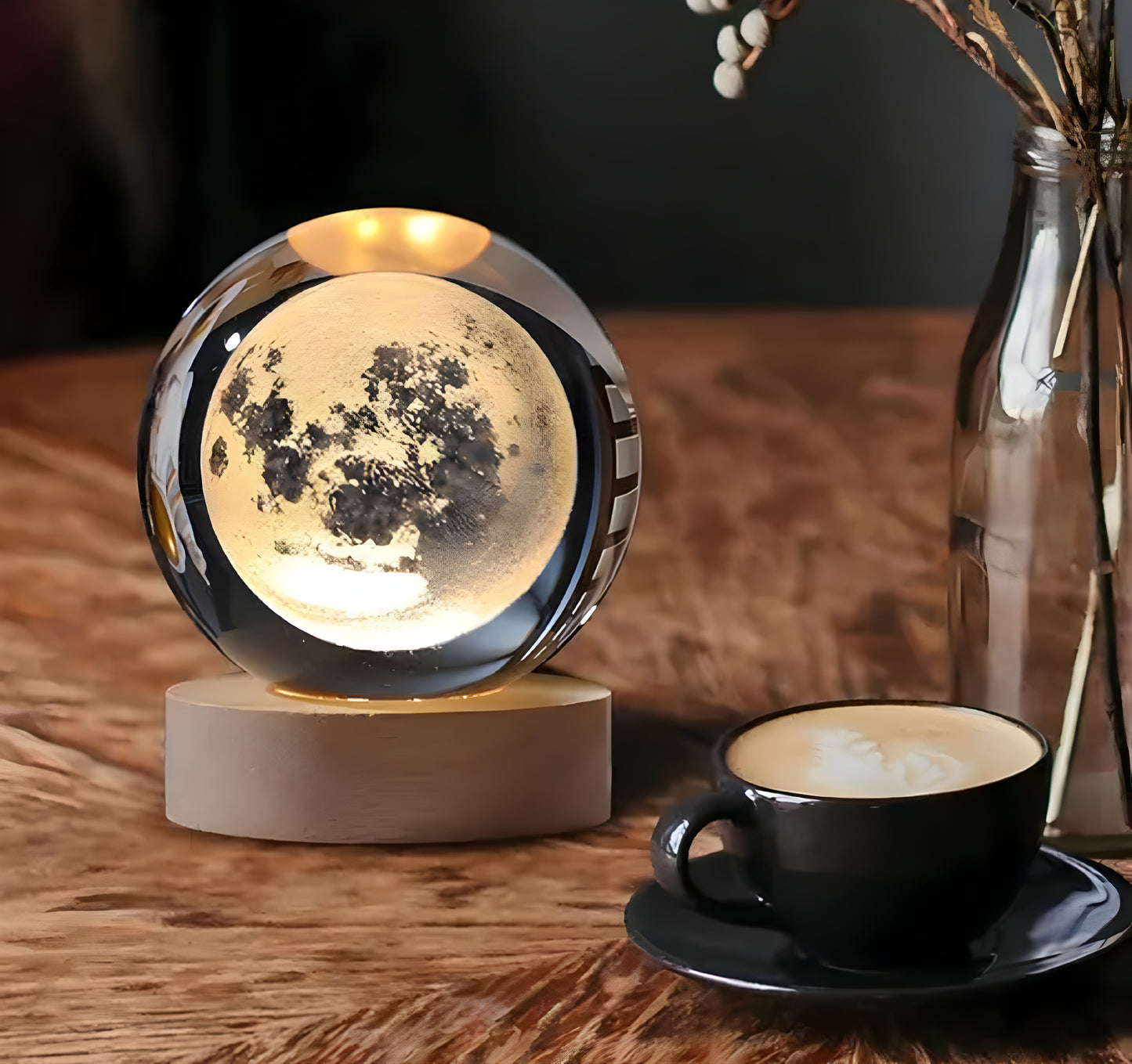 Glass Lamp 3D Ball Astronomy Night Lamp with Base for Living Room Ornament Solar System Fantasy Decoration LED Colorful Lighting Touch Base Moon Light (dolphin) - ᴘᴜɴᴊᴀʙ ꜰᴜꜱɪᴏɴ