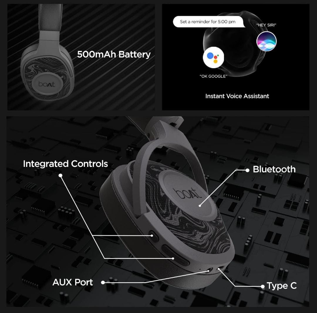 boAt Rockerz 550/Rockerz 558 Over Ear Bluetooth Headphones with Upto 20 Hours Playback, 50MM Drivers, Soft Padded Ear Cushions and Physical Noise Isolation(Black) - ᴘᴜɴᴊᴀʙ ꜰᴜꜱɪᴏɴ