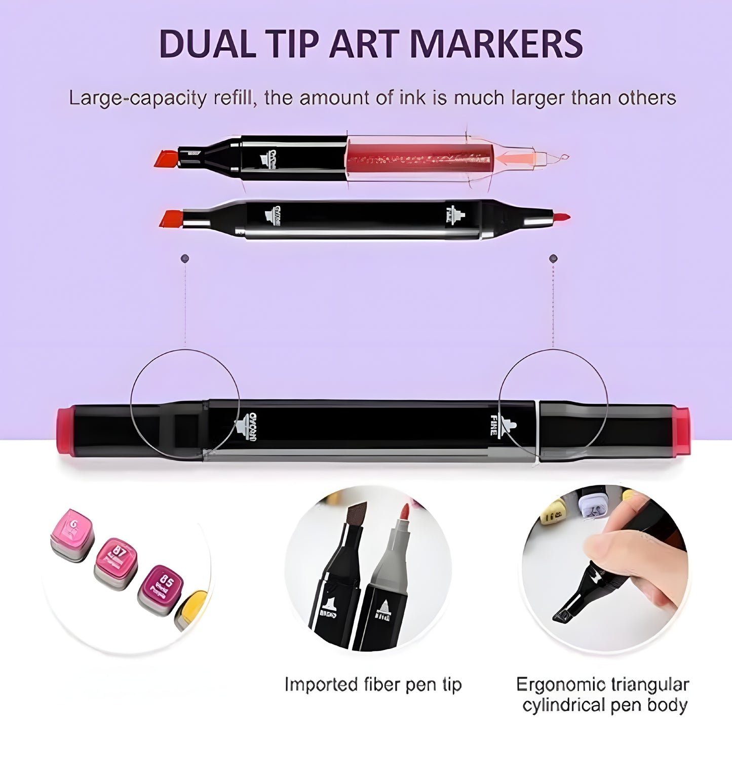 Dual Tip Colorful Art Markers Sketch Pens 48 Colors With Carrying Case For Painting Sketching Calligraphy Drawing -Twin Head Permanent Colouring Marker Pens For Kids Adult, Multicolor (48) - ᴘᴜɴᴊᴀʙ ꜰᴜꜱɪᴏɴ