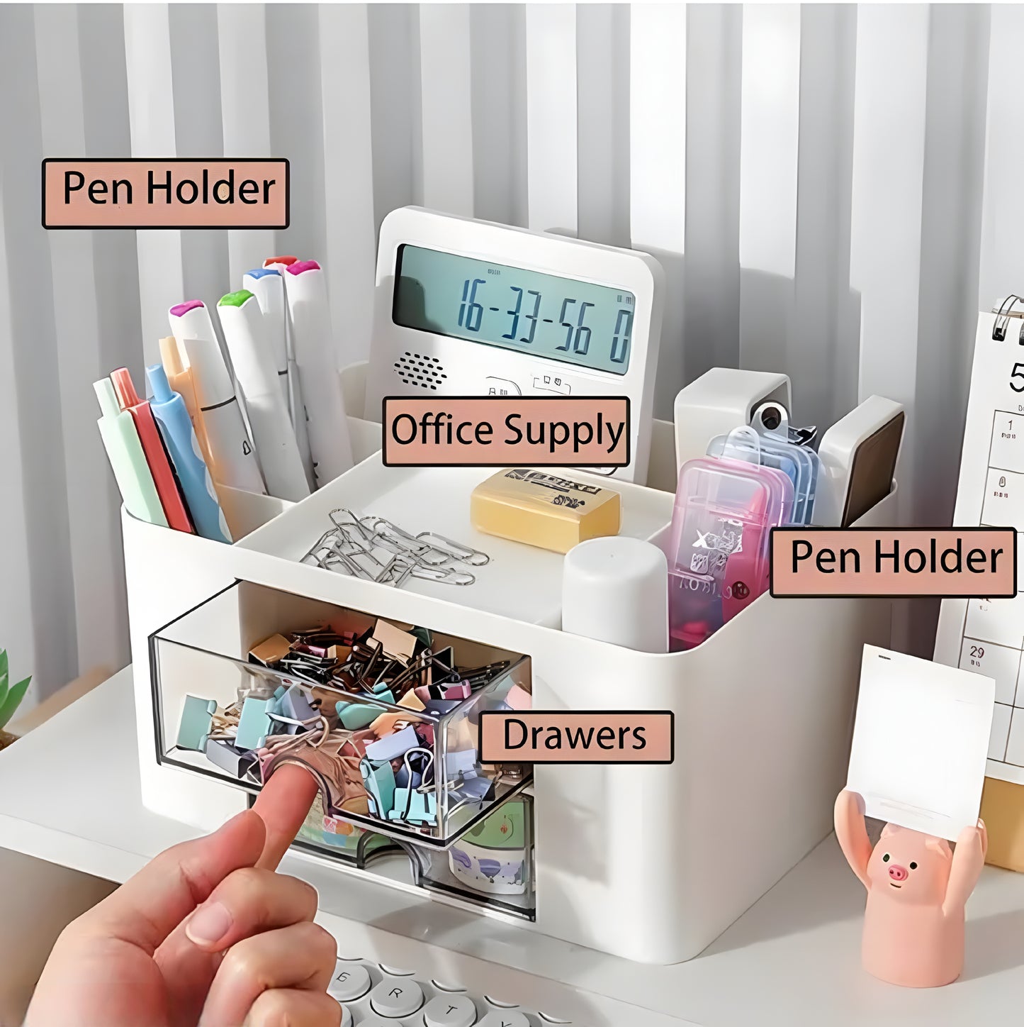 Multi-Functional Pencil Holder for Desk with 5 Compartments - ᴘᴜɴᴊᴀʙ ꜰᴜꜱɪᴏɴ