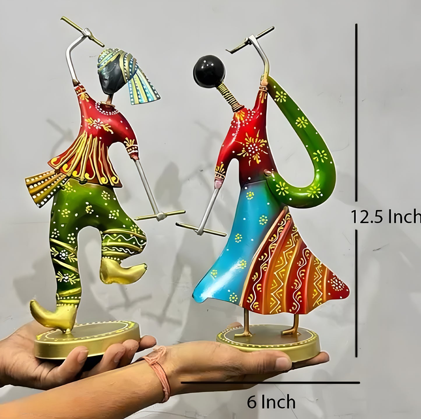 PUNJAB FUSION Handicrafy Folk Fusion Dandiya Couple Metal Showpiece - ᴘᴜɴᴊᴀʙ ꜰᴜꜱɪᴏɴ