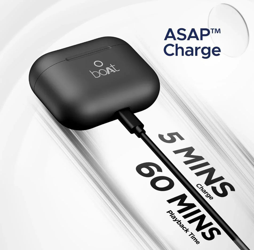 boAt Airdopes Joy, 35Hrs Battery, Fast Charge, IWP Tech, Low Latency, 2Mic ENx, Type-C Port, v5.3 Bluetooth Earbuds, TWS Ear Buds Wireless Earphones with mic(Jet Black) - ᴘᴜɴᴊᴀʙ ꜰᴜꜱɪᴏɴ