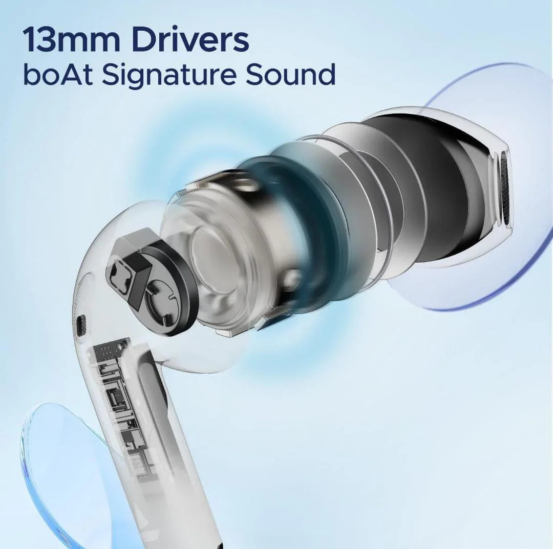 boAt Airdopes Joy, 35Hrs Battery, Fast Charge, IWP Tech, Low Latency, 2Mic ENx, Type-C Port, v5.3 Bluetooth Earbuds, TWS Ear Buds Wireless Earphones with mic(Swedish White) - ᴘᴜɴᴊᴀʙ ꜰᴜꜱɪᴏɴ