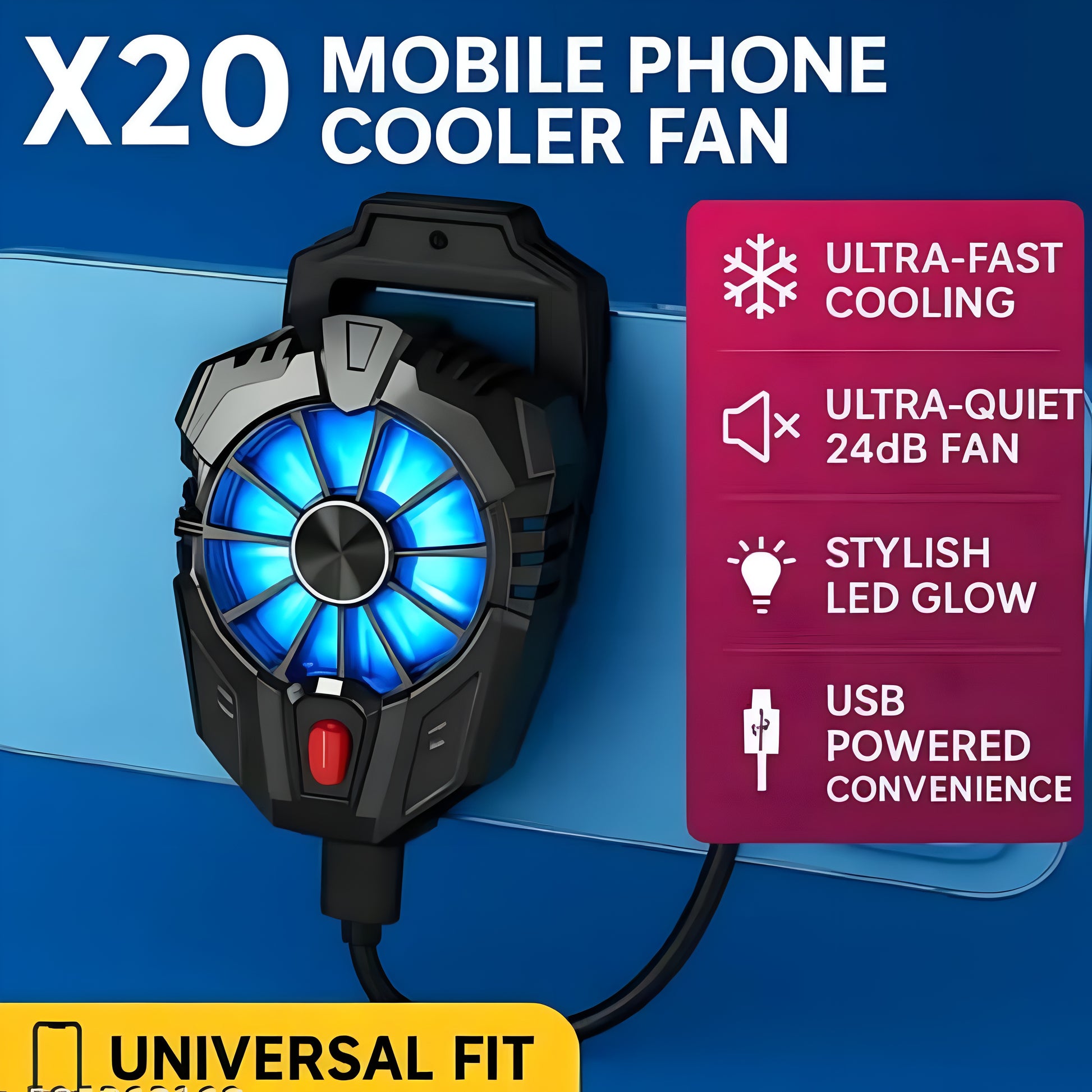 X20 Gaming Mobile Phone Cooler
Corded USB Type-C Radiator, Fast Cooling Fan for Smartphones - ᴘᴜɴᴊᴀʙ ꜰᴜꜱɪᴏɴ