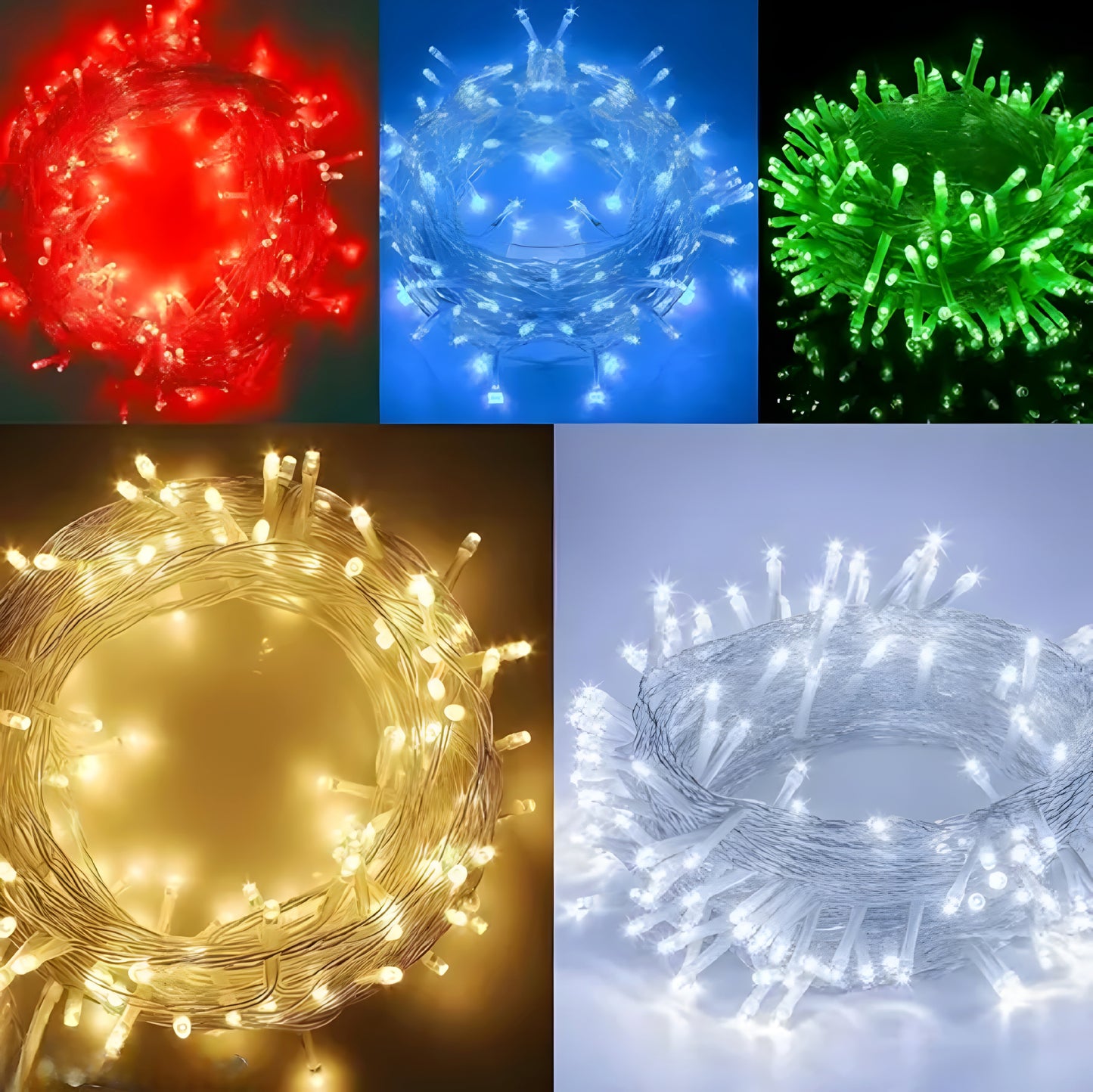 11 Meter LED Decorative String Fairy Rice Lights for Home Decoration Indoor and Outdoor Decoration Lights, Festival, Party, Garden, Wedding (Yellow, White, Red,Green,Blue) (Pack of 5 ) - ᴘᴜɴᴊᴀʙ ꜰᴜꜱɪᴏɴ