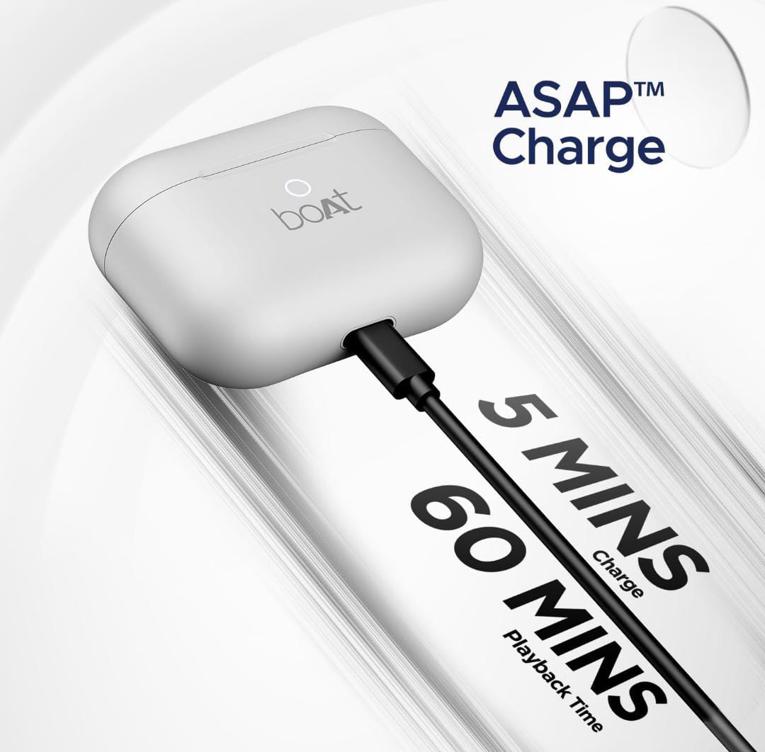 boAt Airdopes Joy, 35Hrs Battery, Fast Charge, IWP Tech, Low Latency, 2Mic ENx, Type-C Port, v5.3 Bluetooth Earbuds, TWS Ear Buds Wireless Earphones with mic(Swedish White) - ᴘᴜɴᴊᴀʙ ꜰᴜꜱɪᴏɴ