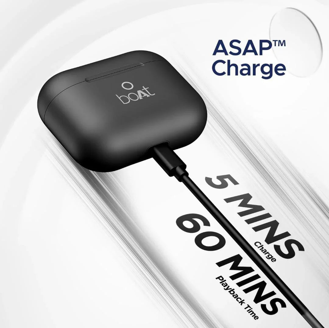 boAt Airdopes Joy, 35Hrs Battery, Fast Charge, IWP Tech, Low Latency, 2Mic ENx, Type-C Port, v5.3 Bluetooth Earbuds, TWS Ear Buds Wireless Earphones with mic(Jet Black) - ᴘᴜɴᴊᴀʙ ꜰᴜꜱɪᴏɴ
