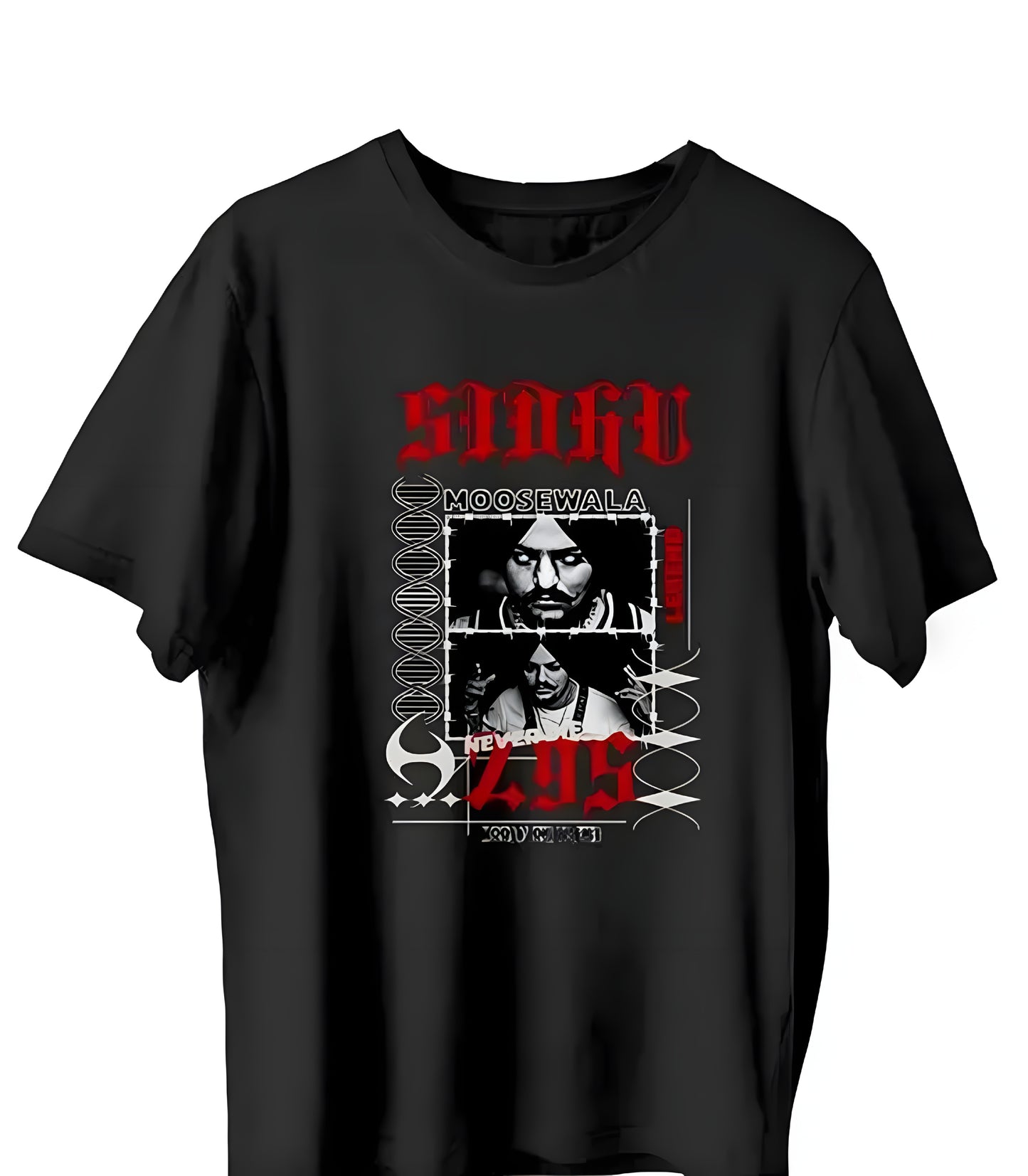 Round Neck Half Sleeves Regular Fit Polyester Printed Sidhu Moose Wala T-Shirt Men & Women - ᴘᴜɴᴊᴀʙ ꜰᴜꜱɪᴏɴ