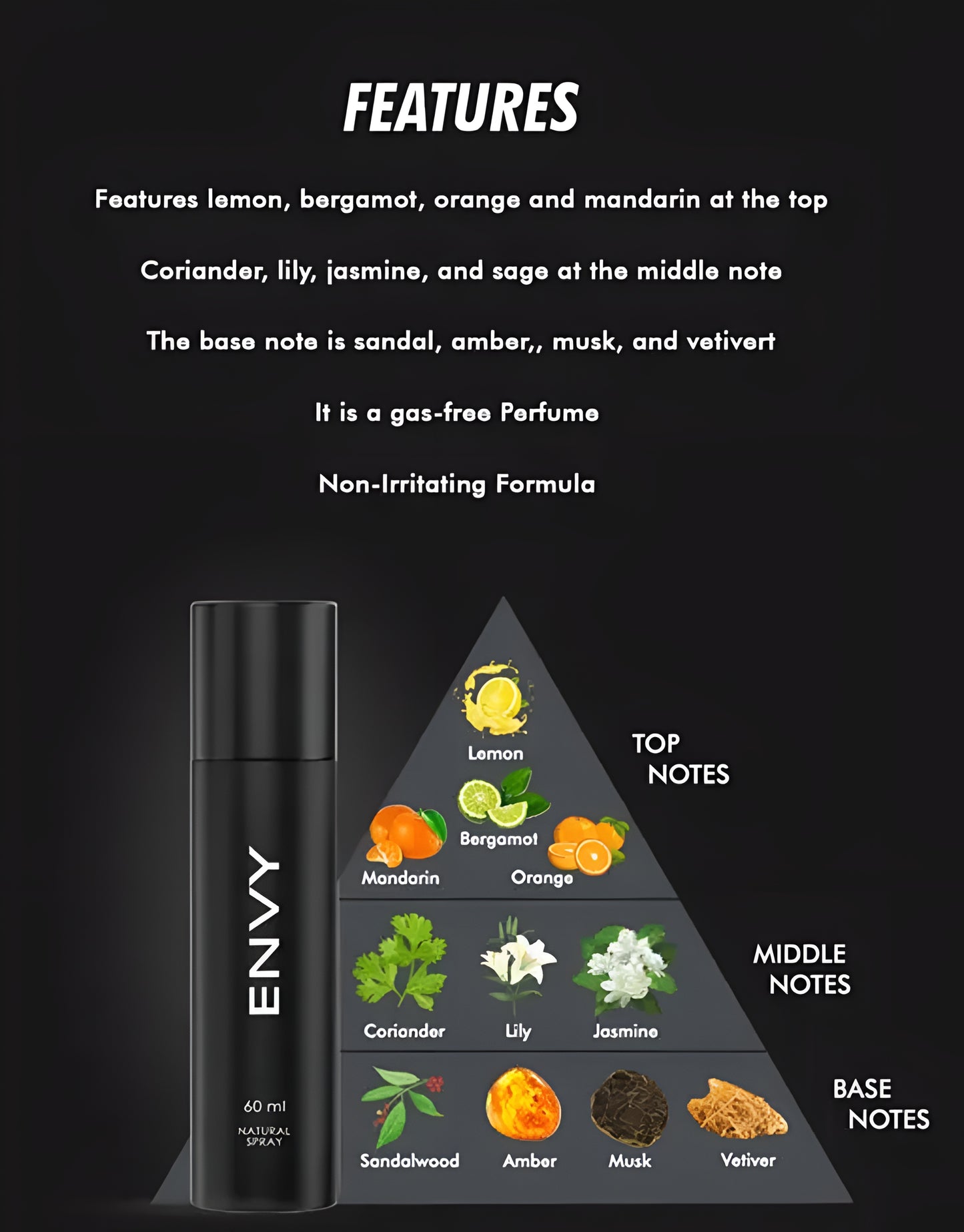 Envy Men Perfume | Premium & Long Lasting Eau de Parfum - For Men (60ML) - ᴘᴜɴᴊᴀʙ ꜰᴜꜱɪᴏɴ