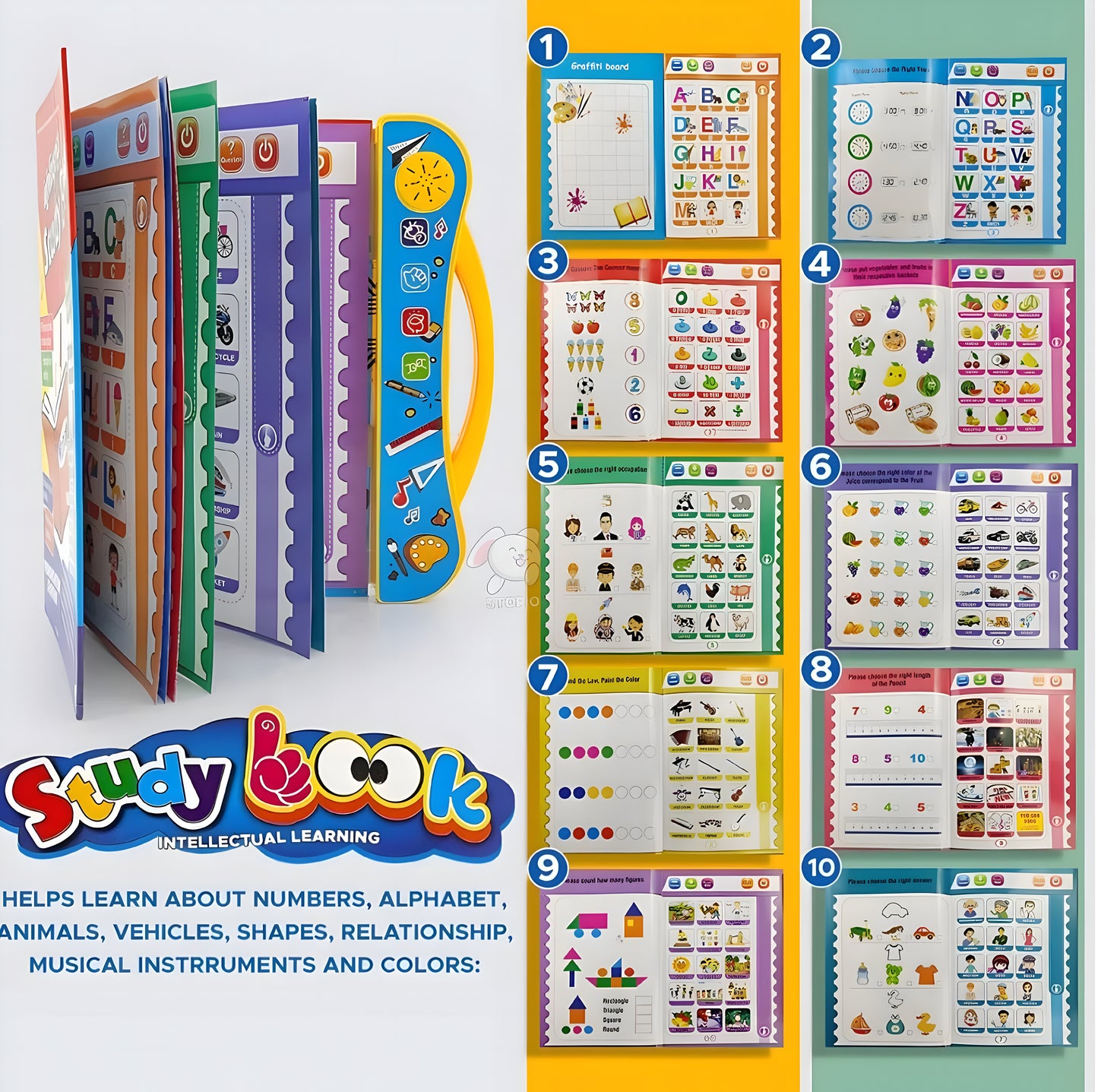 Activities Learning Book Electronic Intelligent Book with All Learning Materials with Clear Voice with Touch Sensors for Kids (Study Book) - ᴘᴜɴᴊᴀʙ ꜰᴜꜱɪᴏɴ