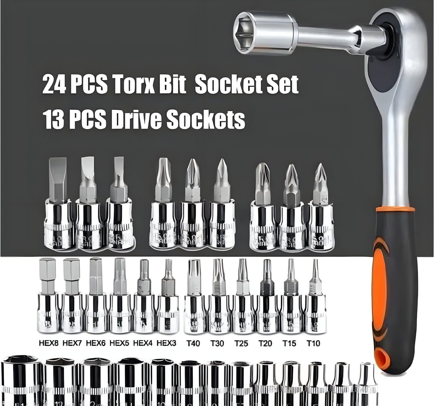 Tool Kit 46 Pieces Drive Socket Set Auto Repair Hand Tool Ratchet Wrench Set, Tools Kit for Automotive Repair, Household, Car & Bicycle Repairs Metric screwdriver Set with Storage Case - ᴘᴜɴᴊᴀʙ ꜰᴜꜱɪᴏɴ