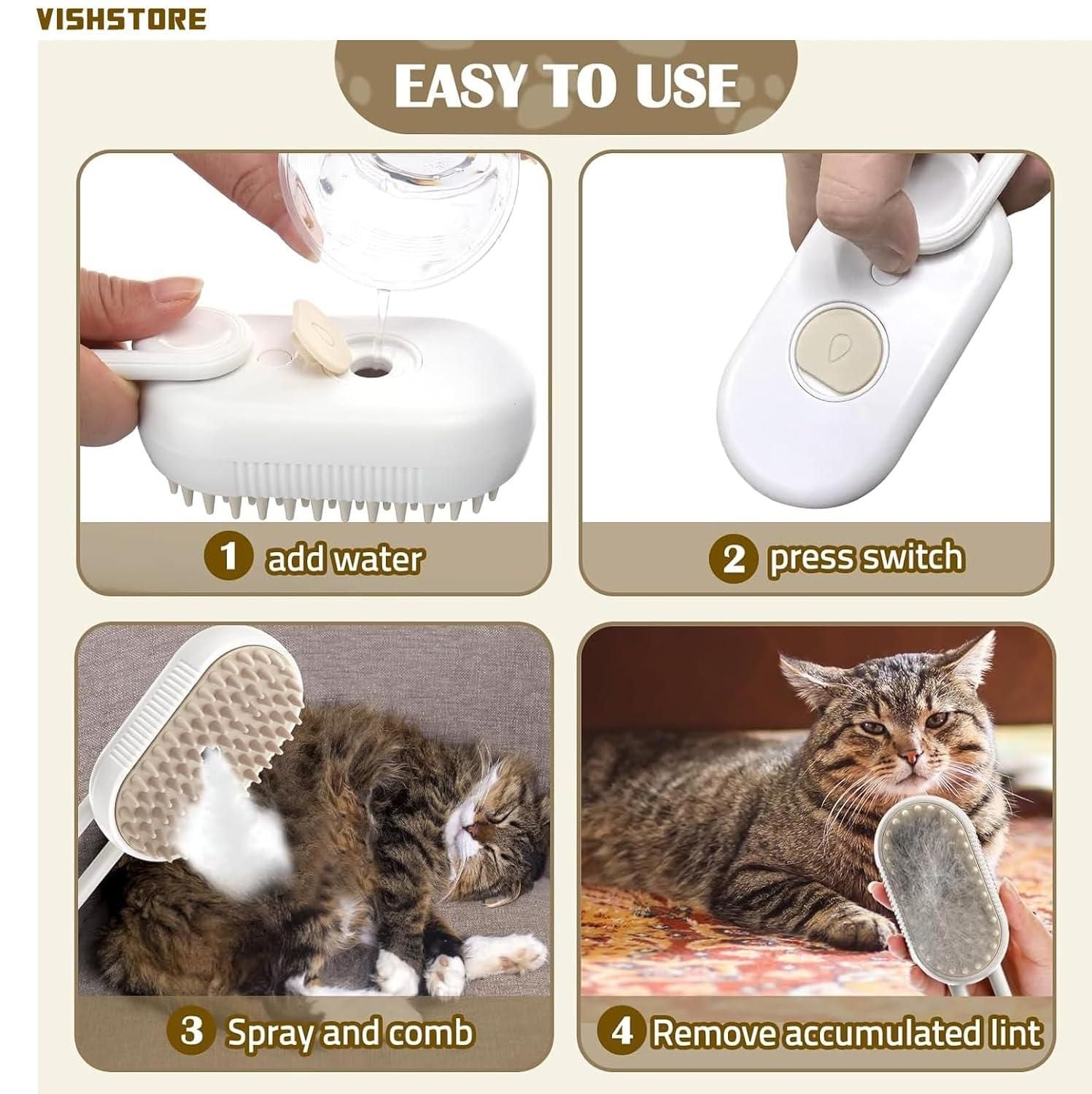Steam Brush for Dog/Cat - ᴘᴜɴᴊᴀʙ ꜰᴜꜱɪᴏɴ