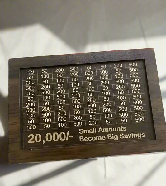 Wooden Money Saving Boxx | 20,000 Savings Challenge Piggy Bank | Durable & Eco-Friendly