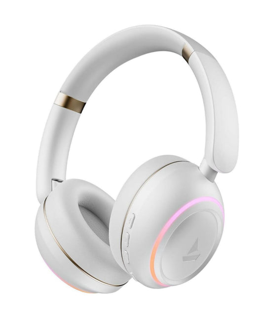 boAt Rockerz 480 W/RGB LEDs, 6 Light Modes, 40Mm Drivers, Beast Mode, 60Hrs Playback, Enx Tech, BT V5.3, Adaptive Fit & Easy Access Controls, Bluetooth Over Ear Headphones (White Sabre) - ᴘᴜɴᴊᴀʙ ꜰᴜꜱɪᴏɴ