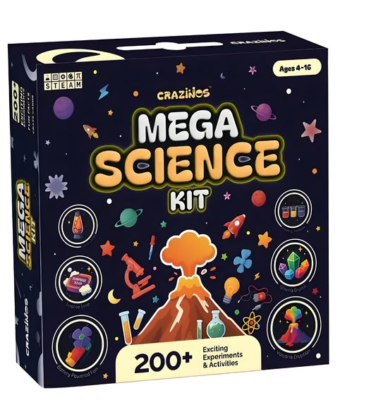 CRAZINOS Mega Science kit | for
3 to 4 Learners | Ages 4 to 16| 200+ Experiments and funfacts