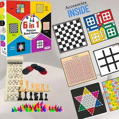Apex Combo 6 in 1 Premium Board game Housie, chess, Ludo, Snakes and ladders, Tic Toe, Chinese checkers for kids and adults | Family games | Birthday gift - ᴘᴜɴᴊᴀʙ ꜰᴜꜱɪᴏɴ