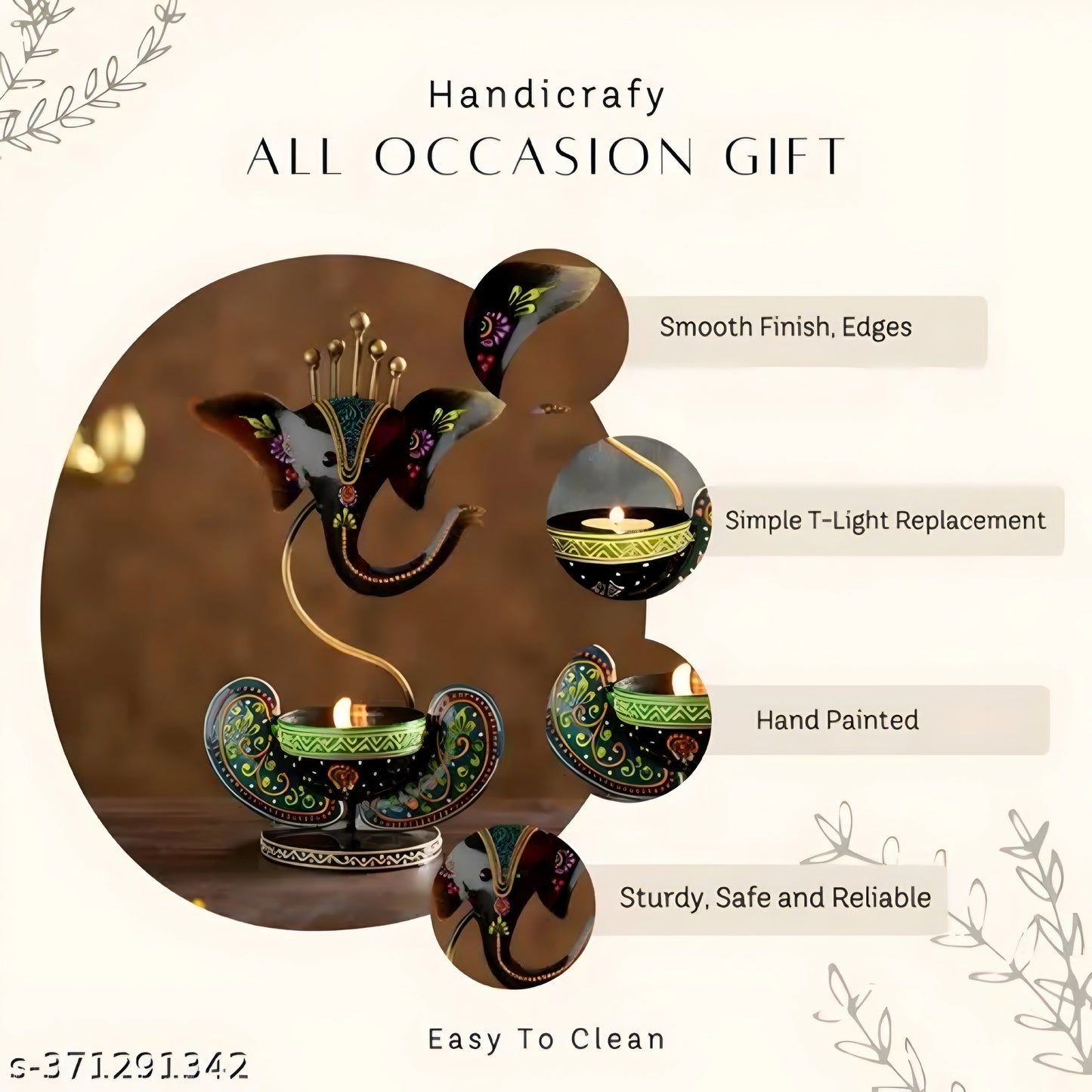 Handicrafy Vinayaka/ Ganesha Ji /Iron Table Decorative showpiece Tealight Candle Holder / Diya Holder / Loban Dhoop / Incense Burner / Ganesha Tea Light Candle Holder for Dewali Decoration, Diwali Gift, Corporate Gift, Table Decor, Pooja Room Decor - ᴘᴜɴᴊᴀʙ ꜰᴜꜱɪᴏɴ