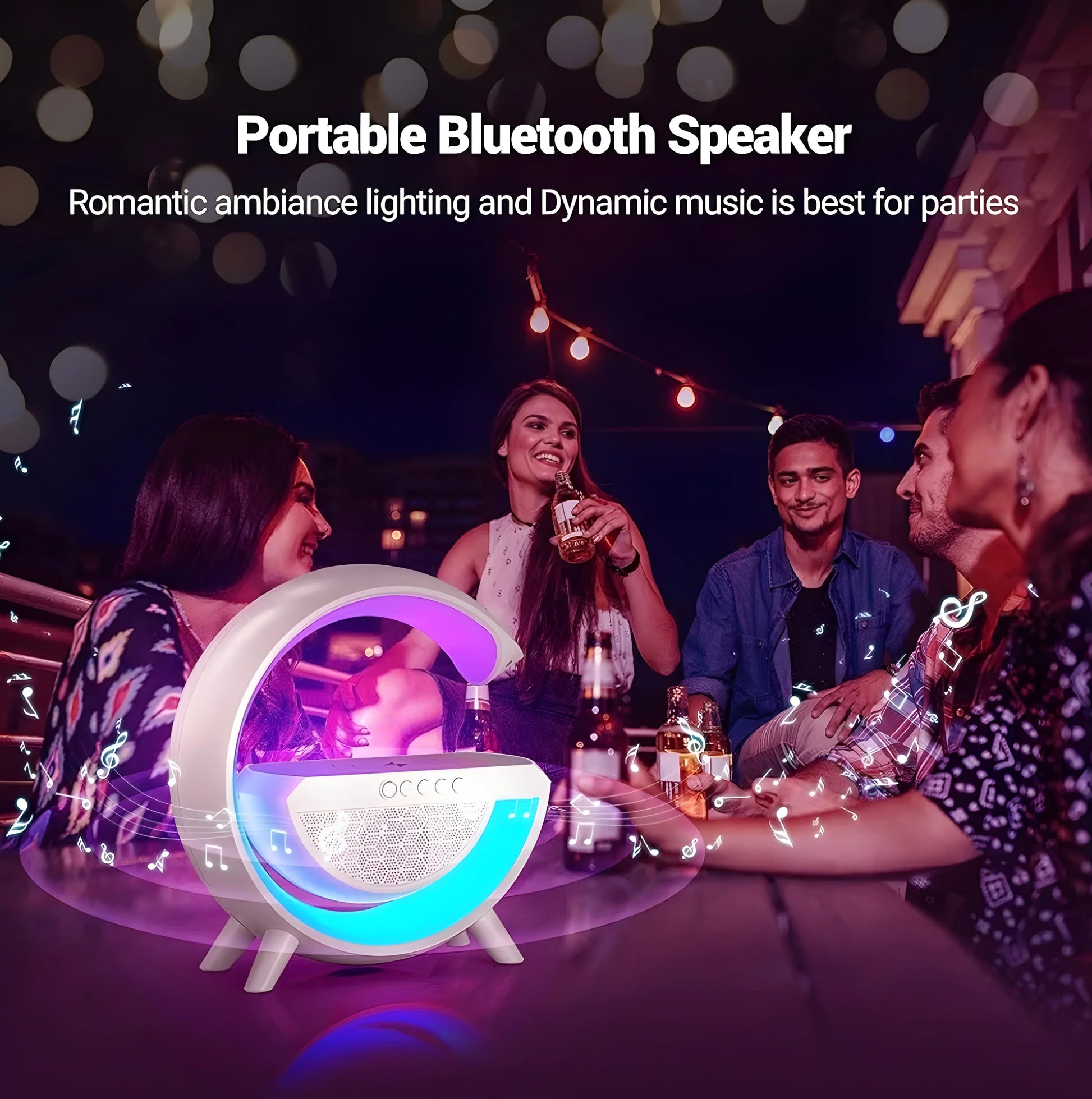 Fredysu G Shape Rechargeable Multifunctional Bluetooth Speaker With 15W Wireless Charger Cum Color Changing Desk Lamp Bedside Table Lamp Fm Radio With Aux & Wireless Charger-Plastic, Led - ᴘᴜɴᴊᴀʙ ꜰᴜꜱɪᴏɴ