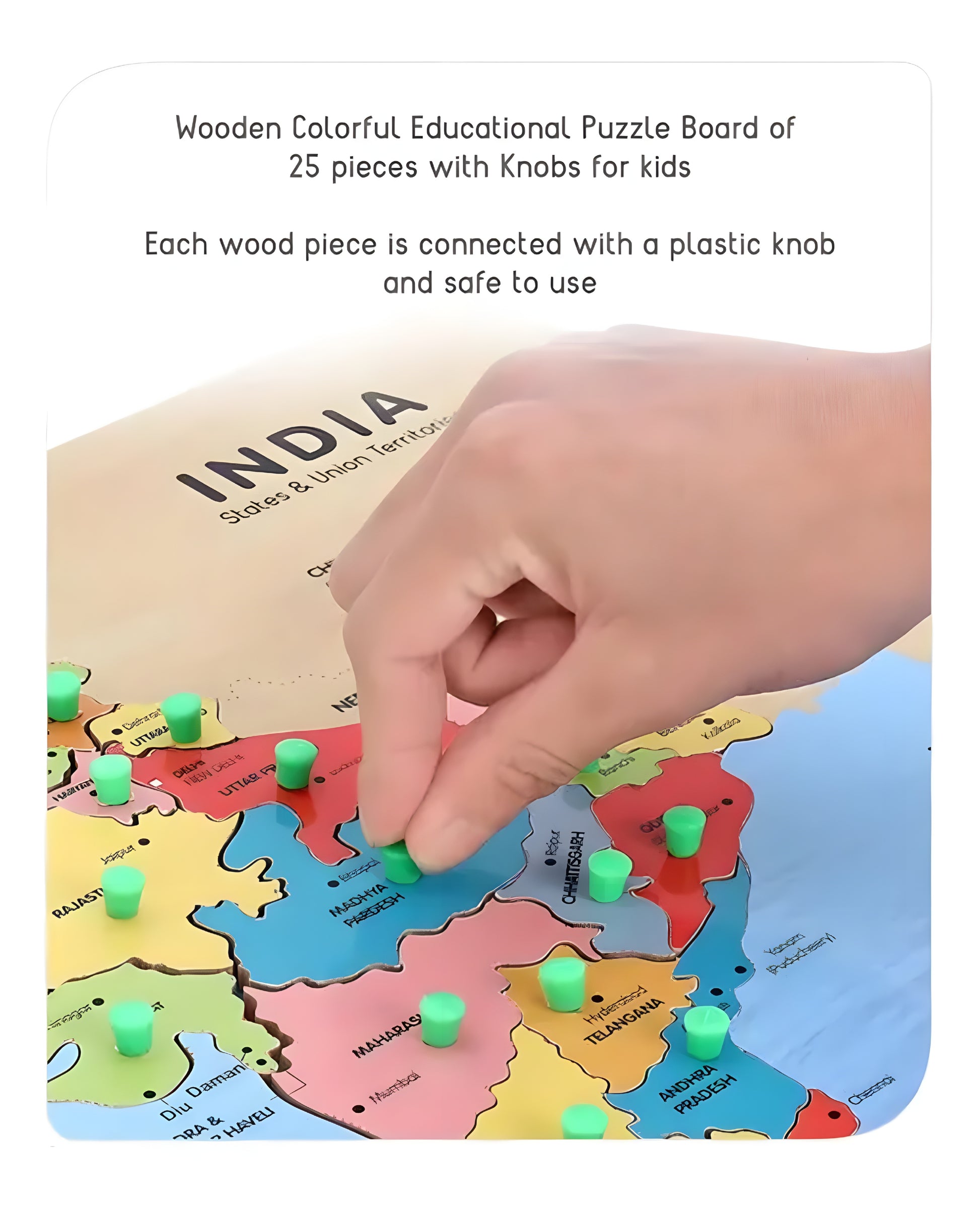 India Map Puzzle With Picture Wooden - ᴘᴜɴᴊᴀʙ ꜰᴜꜱɪᴏɴ