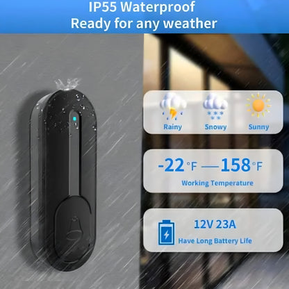 PUNJAB FUSION CHOICE Wireless Doorbell, IP55 Waterproof Mini Door Bells Wall Plug-in Cordless Ring doorbell -1000ft Range, 55 Chimes, 5 Levels Volume, LED Indicator, Battery Operated Door Chime Kit Easy Install, (Black) (BEST PRODUCT ✨) - ᴘᴜɴᴊᴀʙ ꜰᴜꜱɪᴏɴ